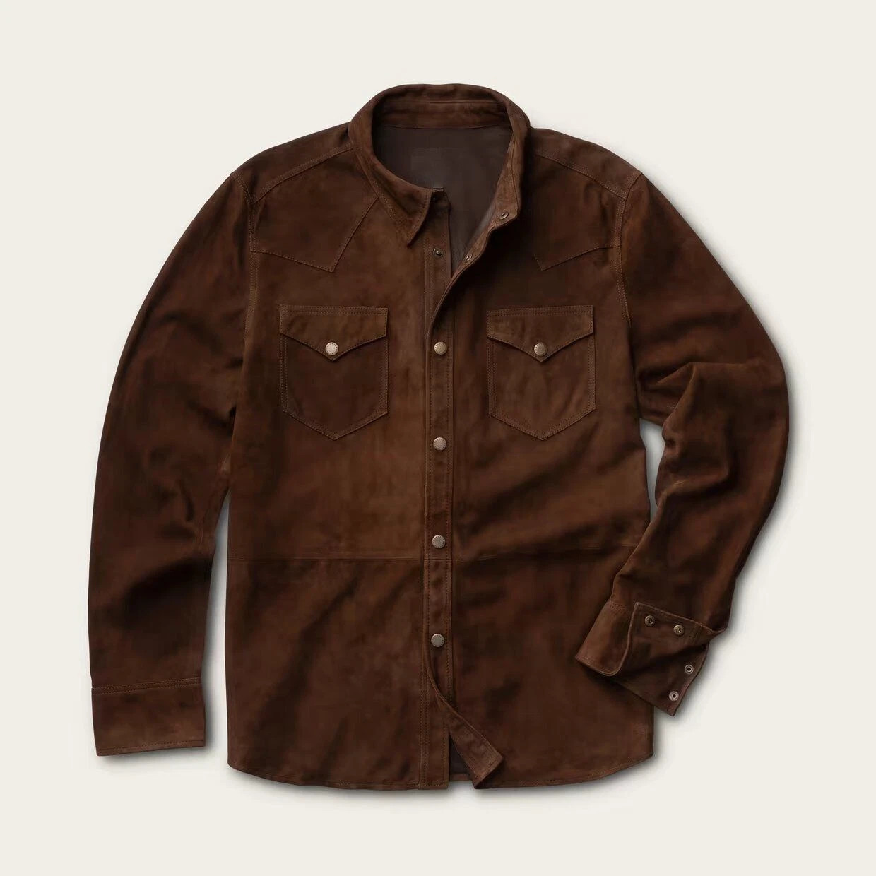Mens Brown Leather Trucker Jacket Pure Suede Custom Made Size S M L XL 2XL 3XL