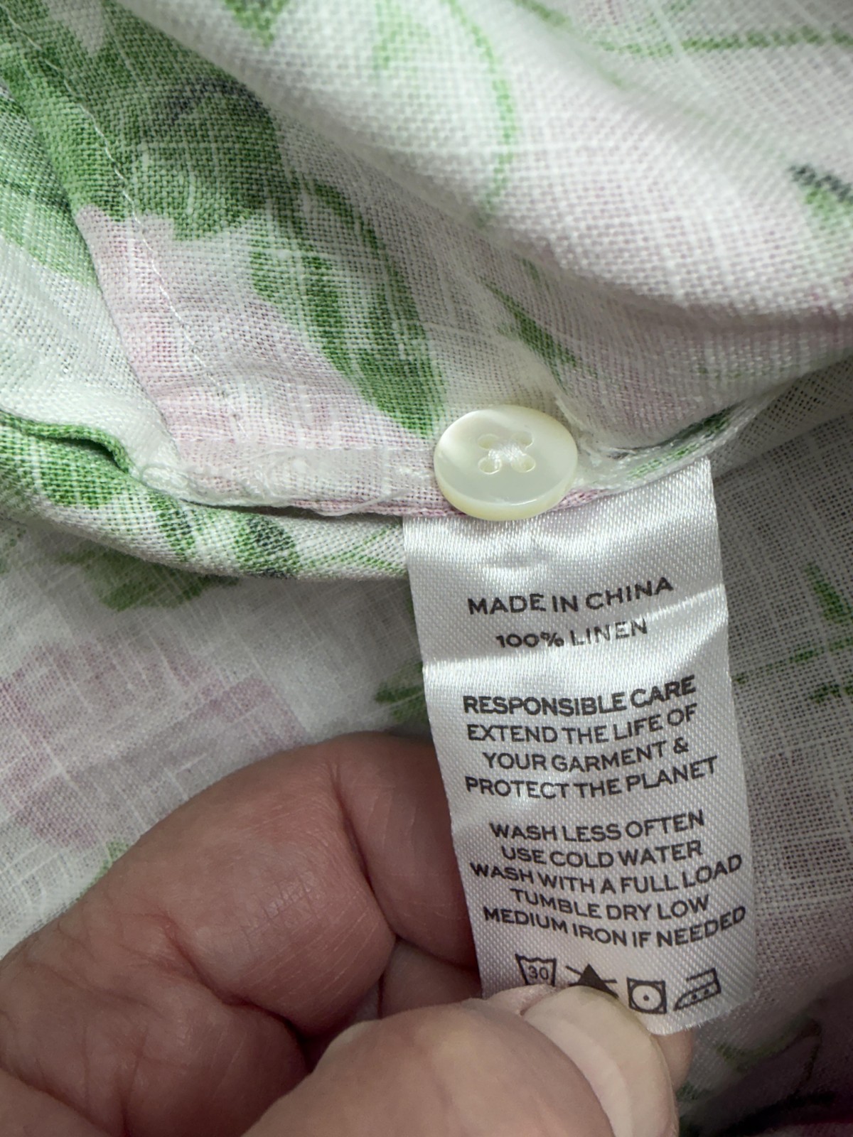 Hill House Laura Dress Womens Medium Pink Roses Linen Collared Belted Pockets