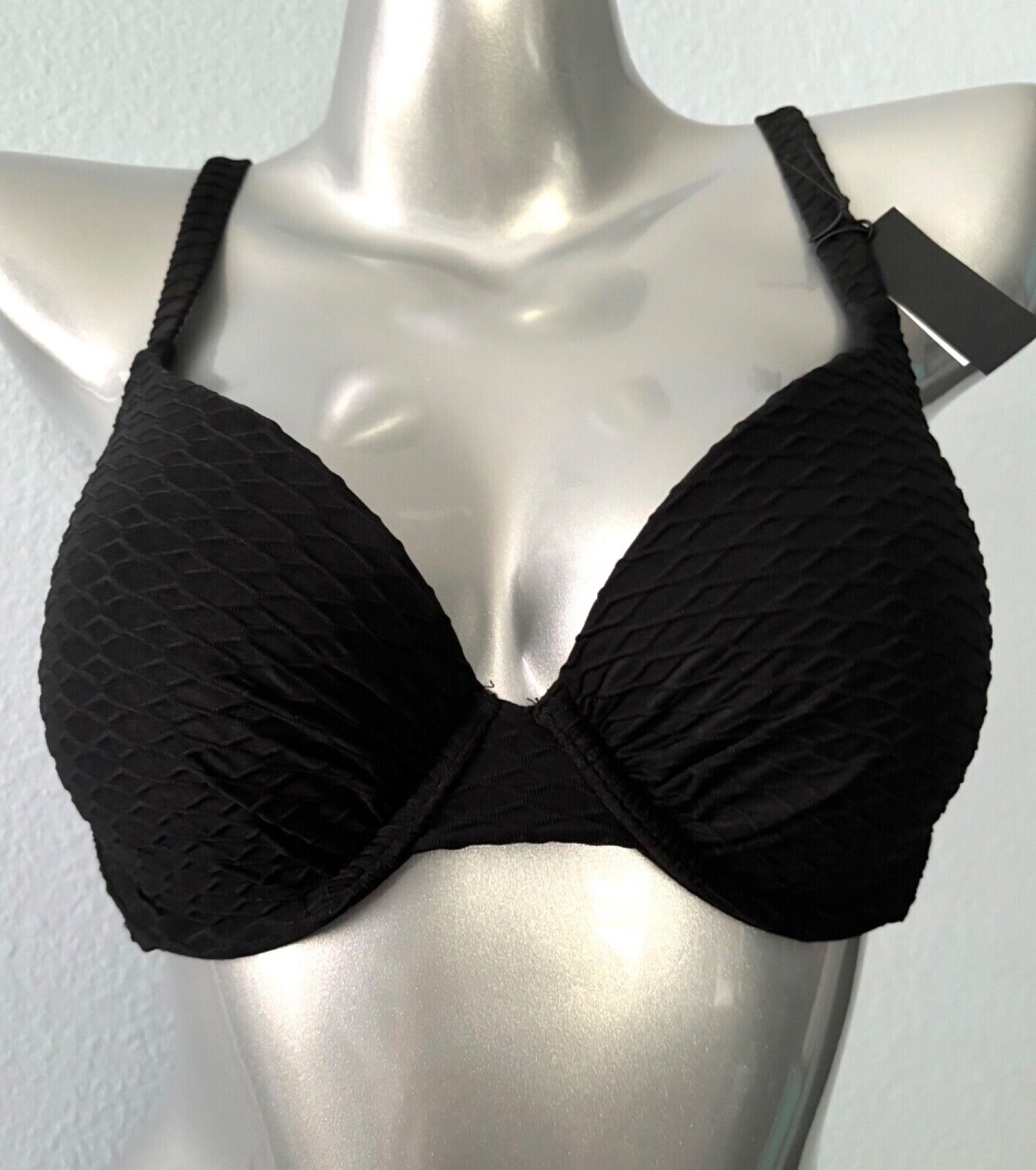 Victoria’s Secret Swim Nwt Bikini Black Underwire Textured Top