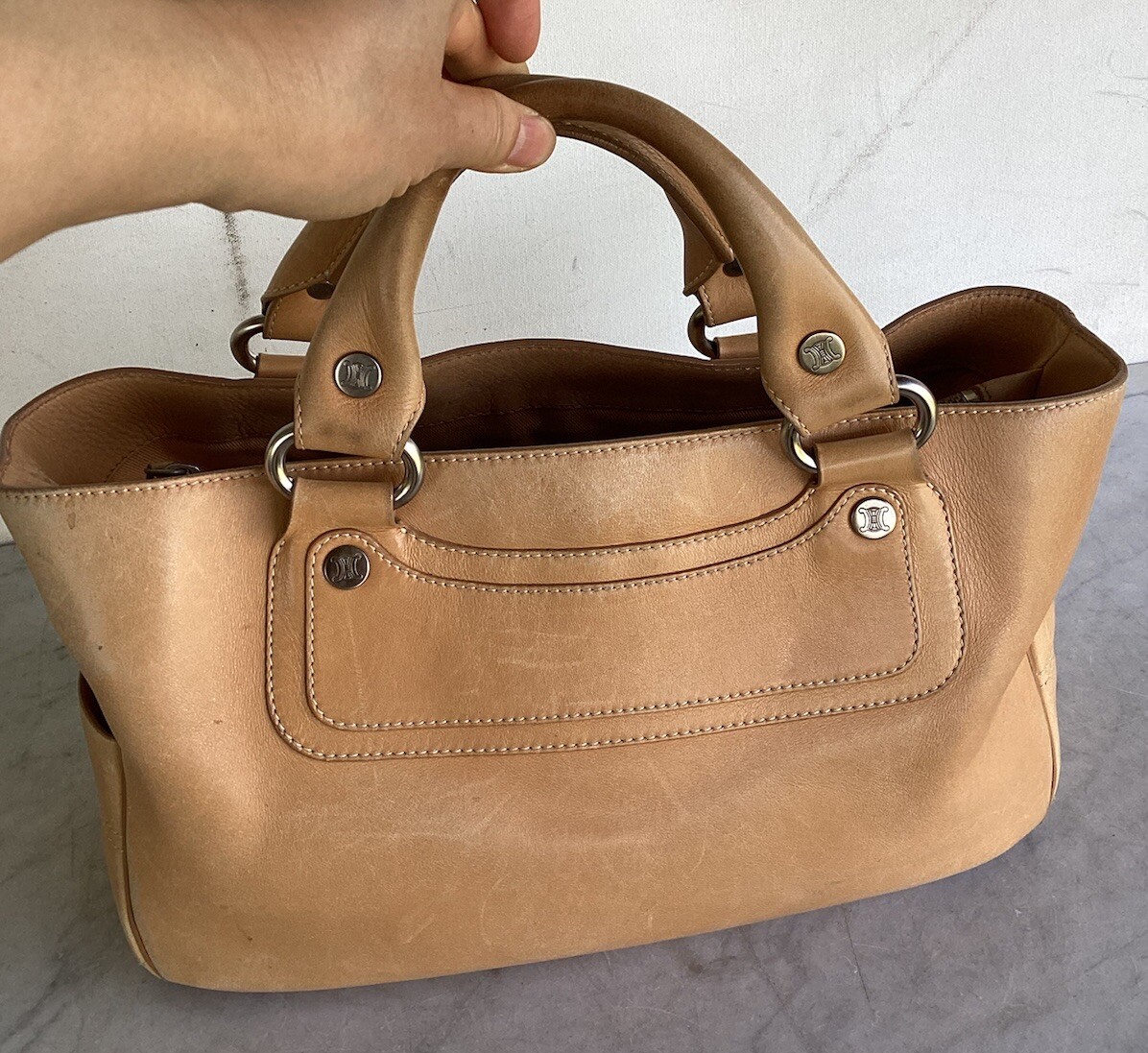Vintage Genuine CELINE Tan Leather Boogie Tote Bag
