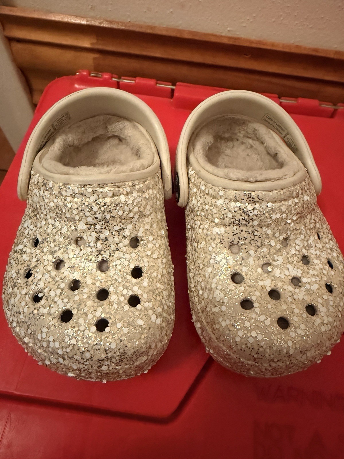 Crocs Slip On 4c White Glitter Slip On Clog Toddler Shoes