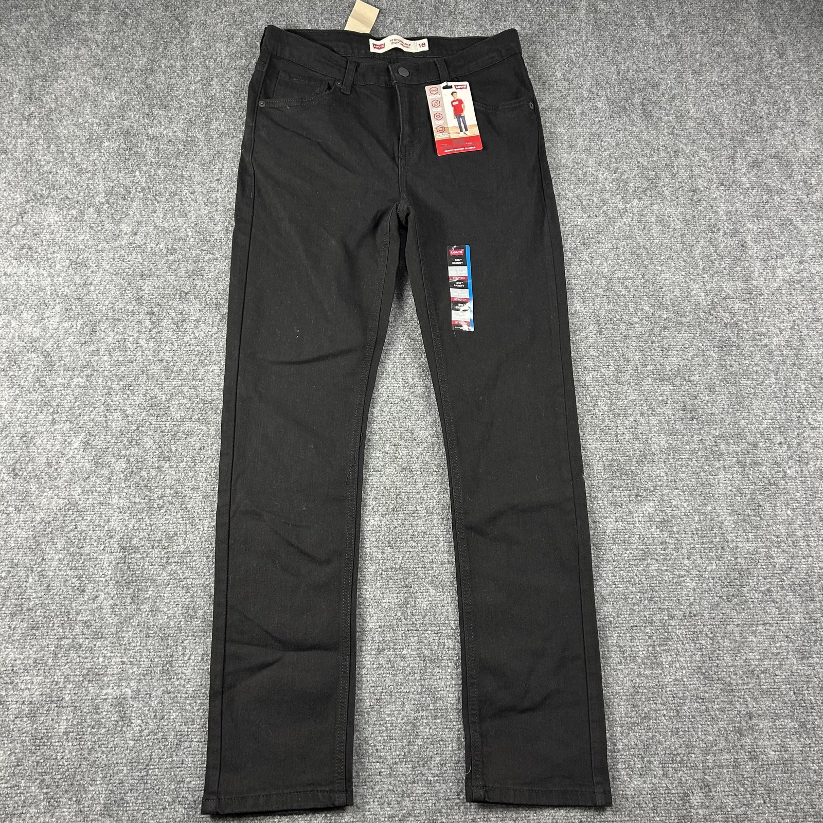Levi’s Jeans Boys 18 29×31 Black 510 Skinny Performance Stretch Adjustable
