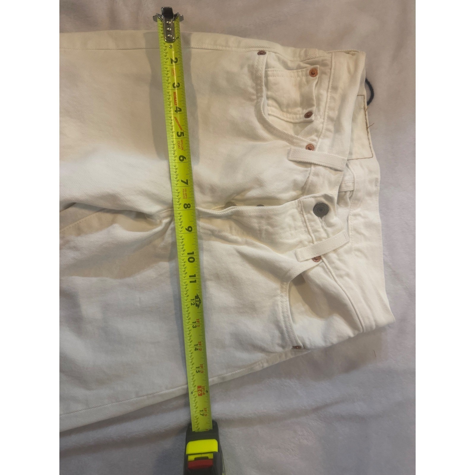 Levis Denim Tears 501 DT White Cotton Straight Leg Jeans W26 L30 Womens