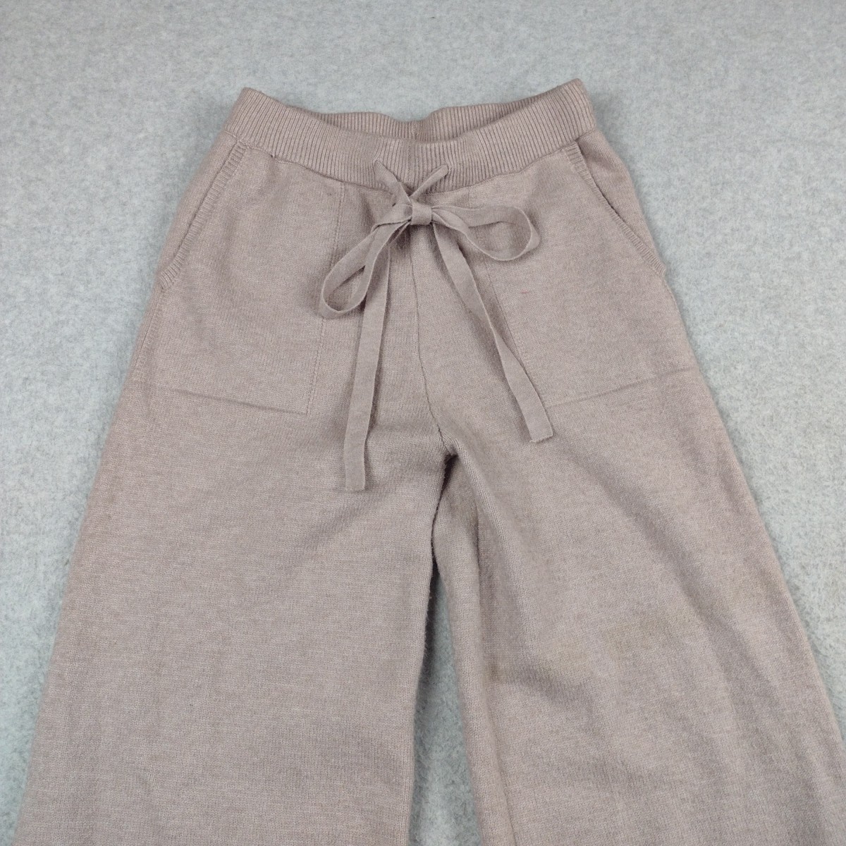Unbranded Woman’s Size M Beige Flared Knit Pants Viscose Polyamide Polyester