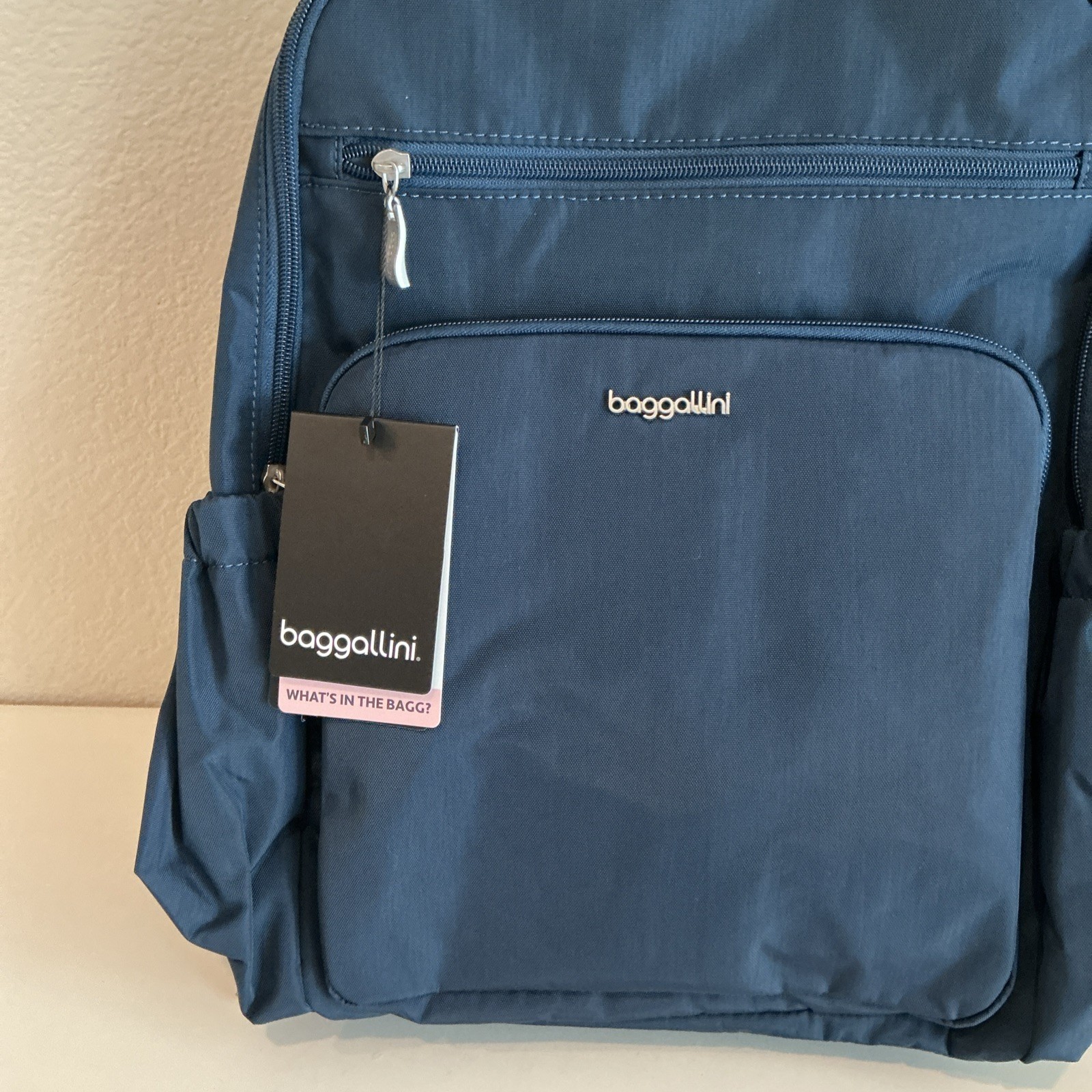 NEW Baggallini Everyday Laptop Backpack 16×14 Water-Repellent Navy Color