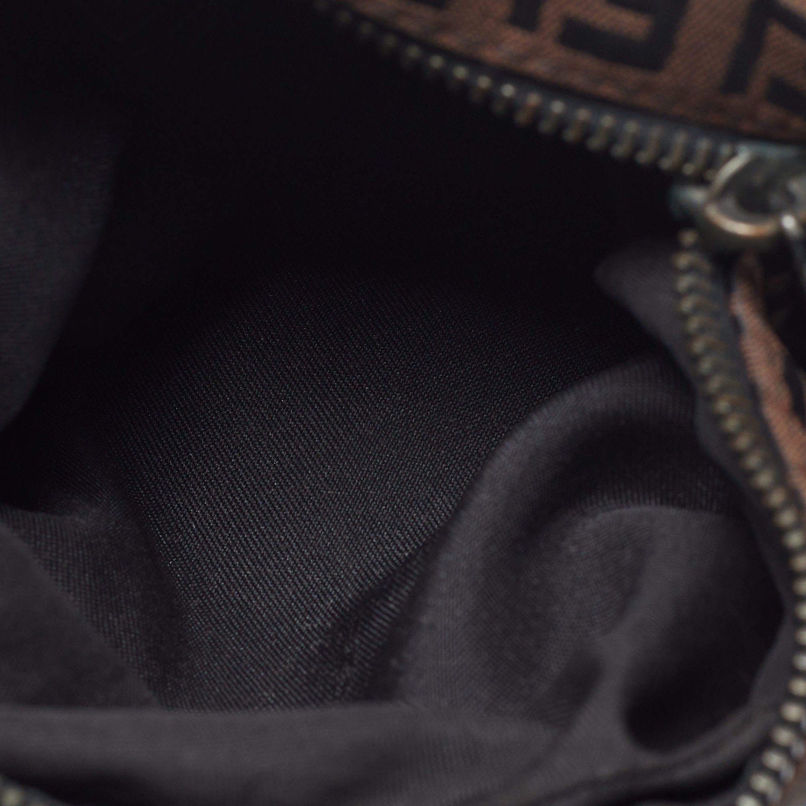 Fendi Oyster BrownBlack Zucchino Canvas Hobo