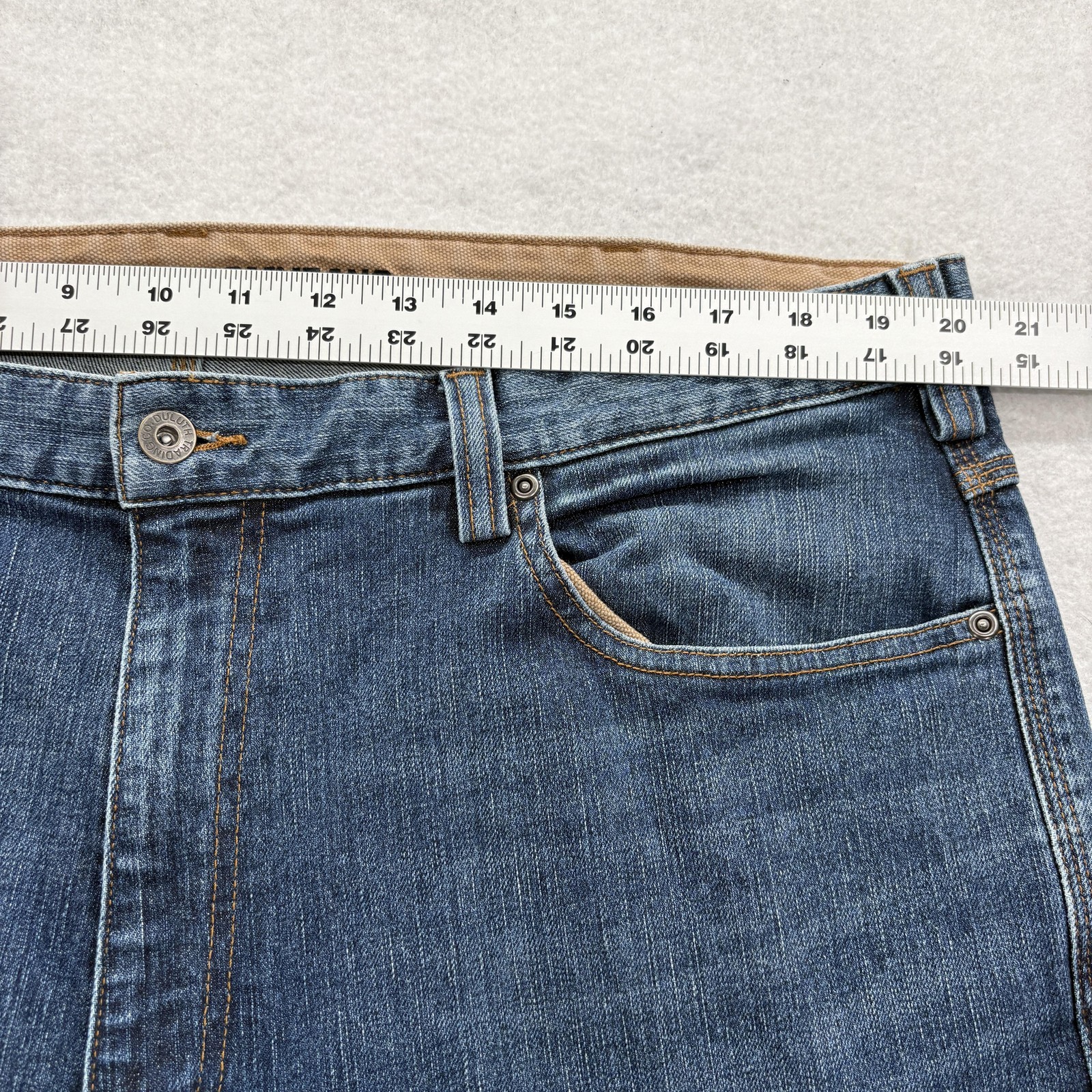 Duluth Flex Ballroom Jeans Mens 40×32 Blue Medium Wash Relaxed Straight Denim