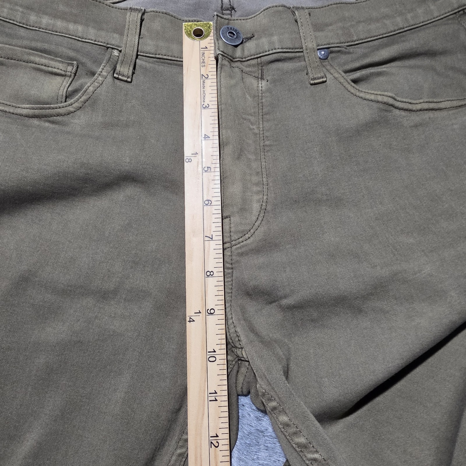 Paige Federal Slim Straight Pants Mens 33 Vintage Artichoke Olive Green Stretch