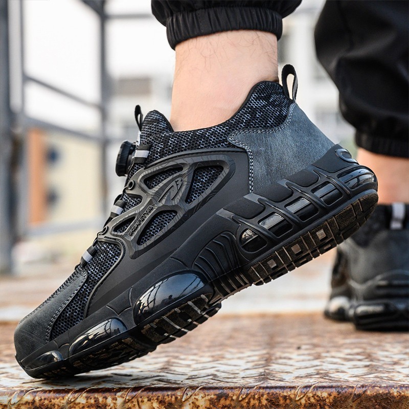 New Anti-smash Men Steel Toe Work Shoes Lightweight Breathable Work Sneaker