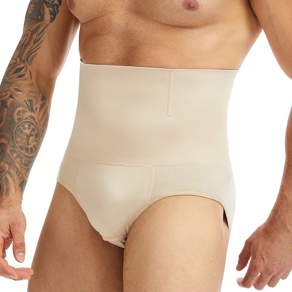 Men High Waist Brief Shapewear Tummy Control Butt Lifter Shorts Slim Body Shaper