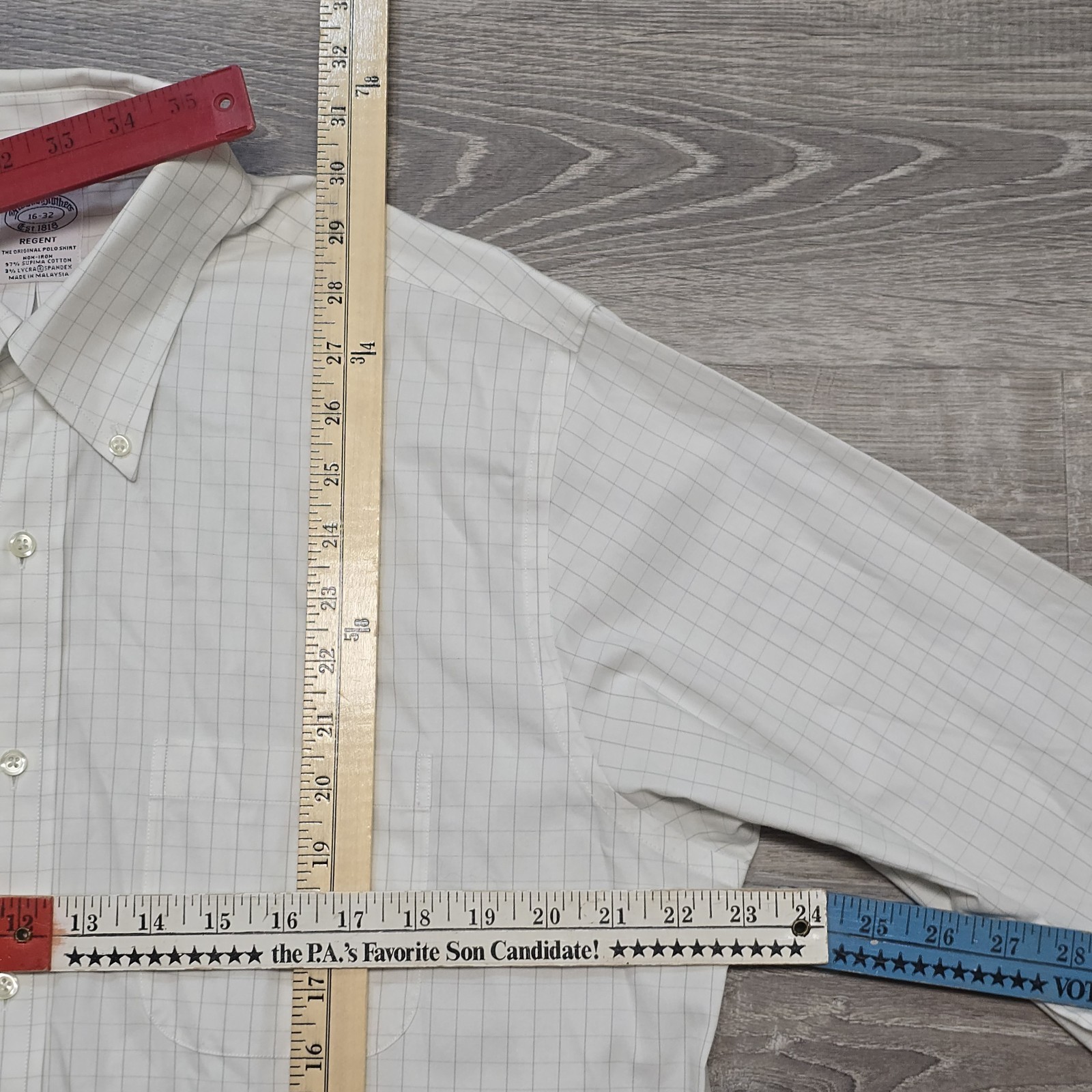 Brooks Brothers Regent Dress Shirt Mens Large 16-32 White Check Non Iron EUC!