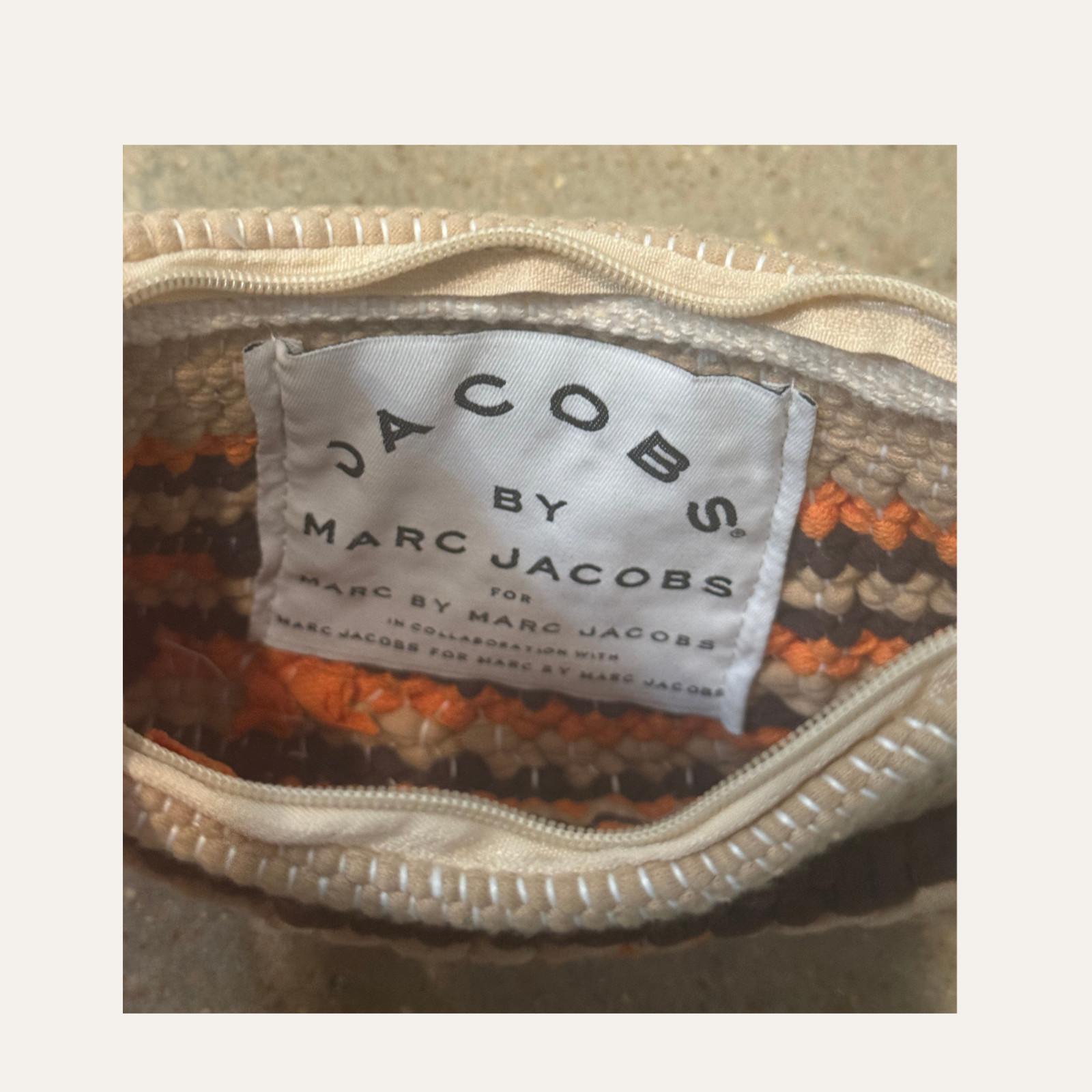 Jacobs by Marc Jacobs Woven Striped Clutch Bag Neutral Orange Brown