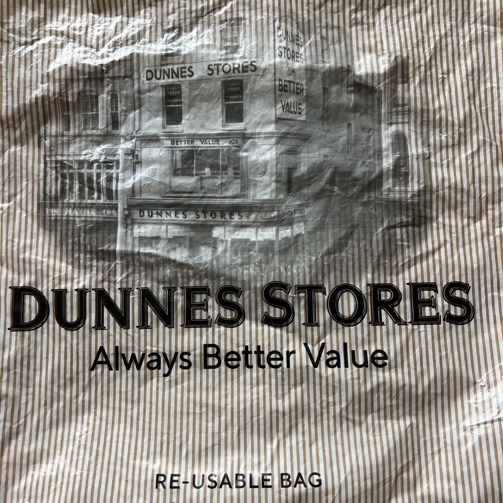Dunnes Stores Dublin Ireland Re Usable plastic shopping tote bag 16×16.5″