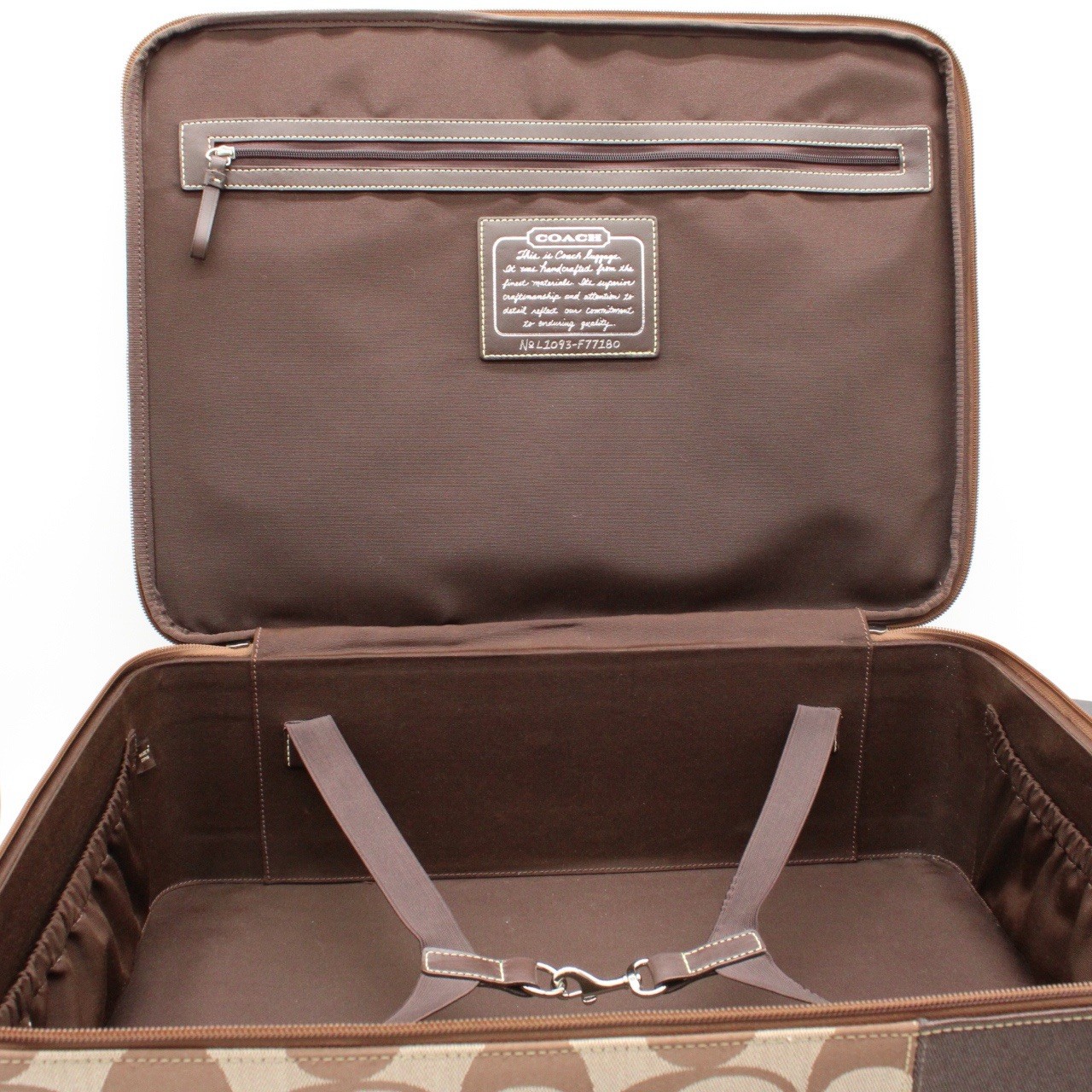 COACH F77180 Signature Canvas Leather Rolling Suitcase Carry On Luggage Brown