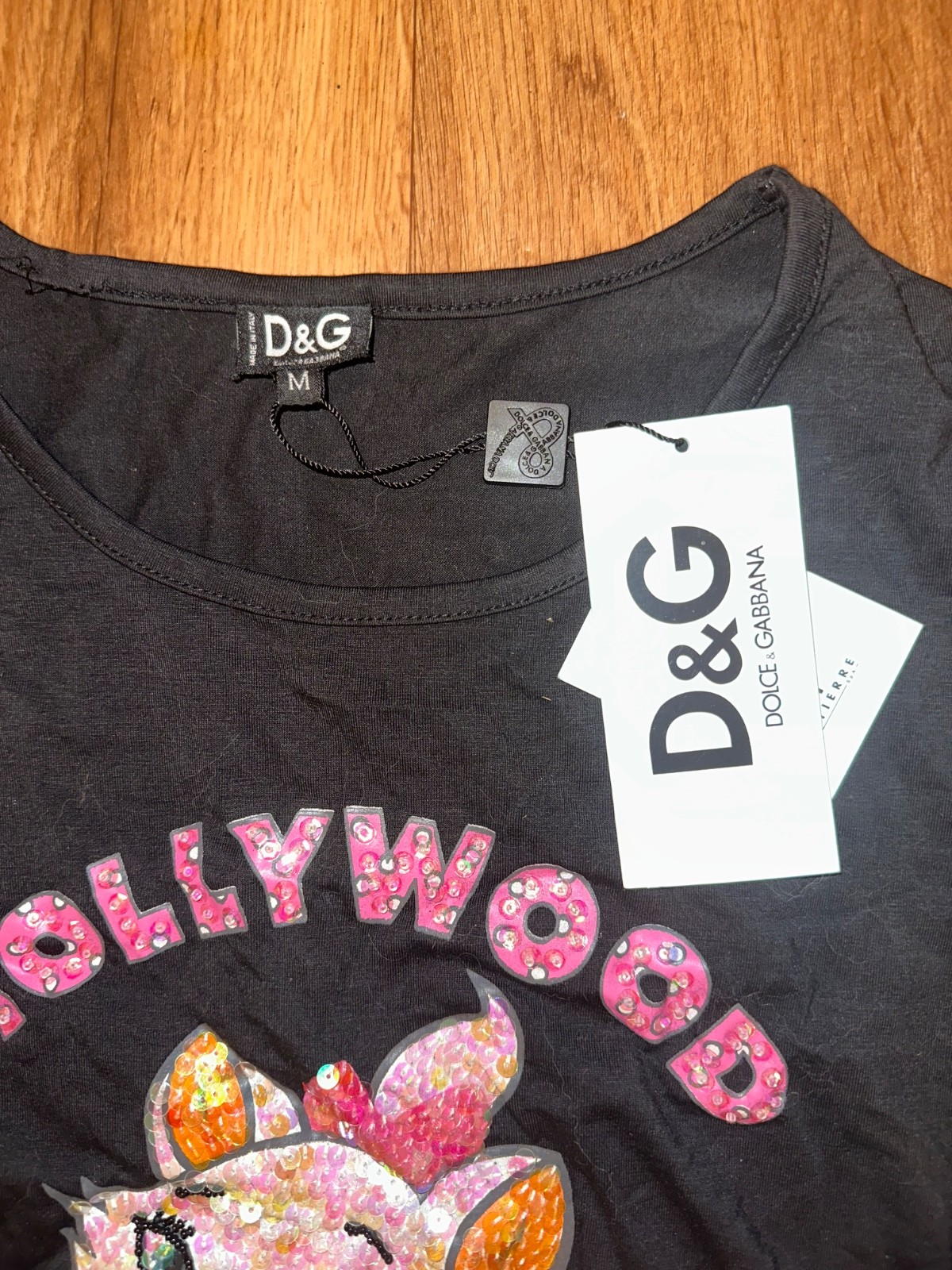 Dolce & Gabbana Song-Sleeve Sequin Cat Embellished “Hollywood” SZ M