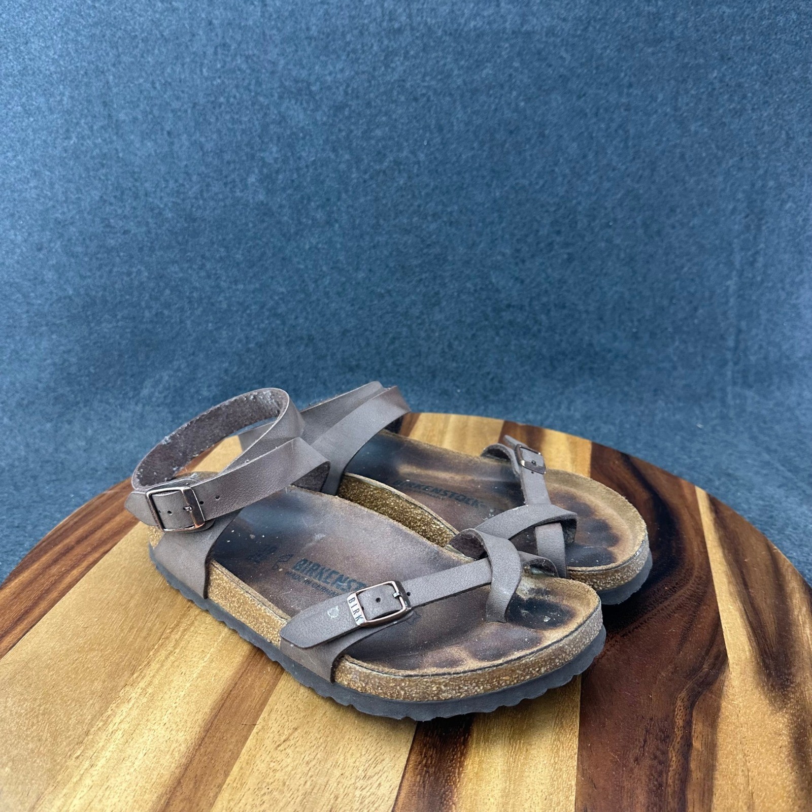 Birkenstock Yara Habana Oiled Leather Sandals Ankle Strap Brown Womens Sz 8-8.5