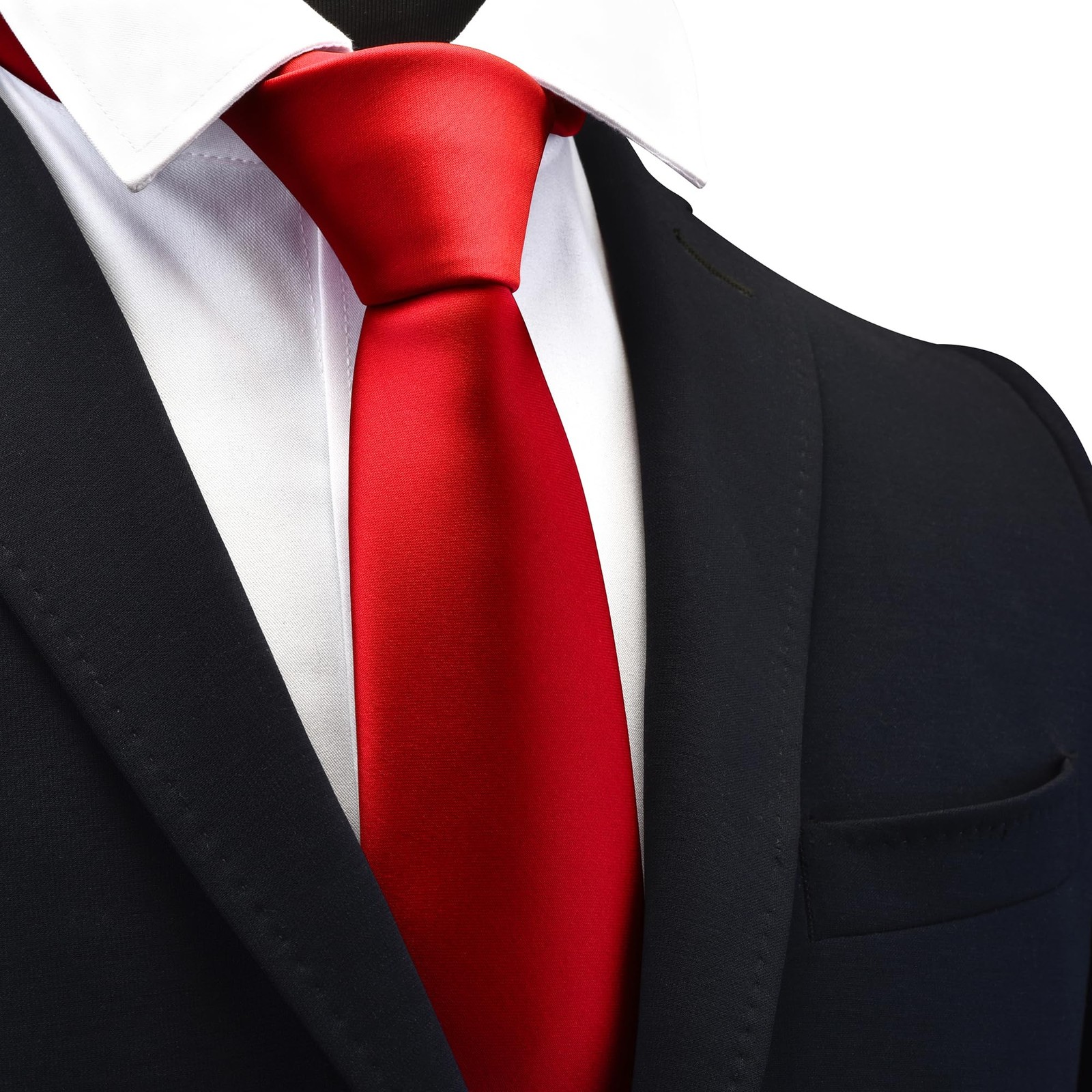 Branduce 3.15″（8cm） Mens Solid Satin Tie Pre-tied Adjustable Zipper Necktie for