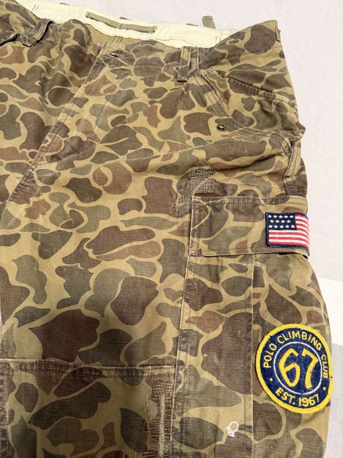 Polo Ralph Lauren Camo Cargo Pants 36×32 Mens Patchwork Utility Military Voyager