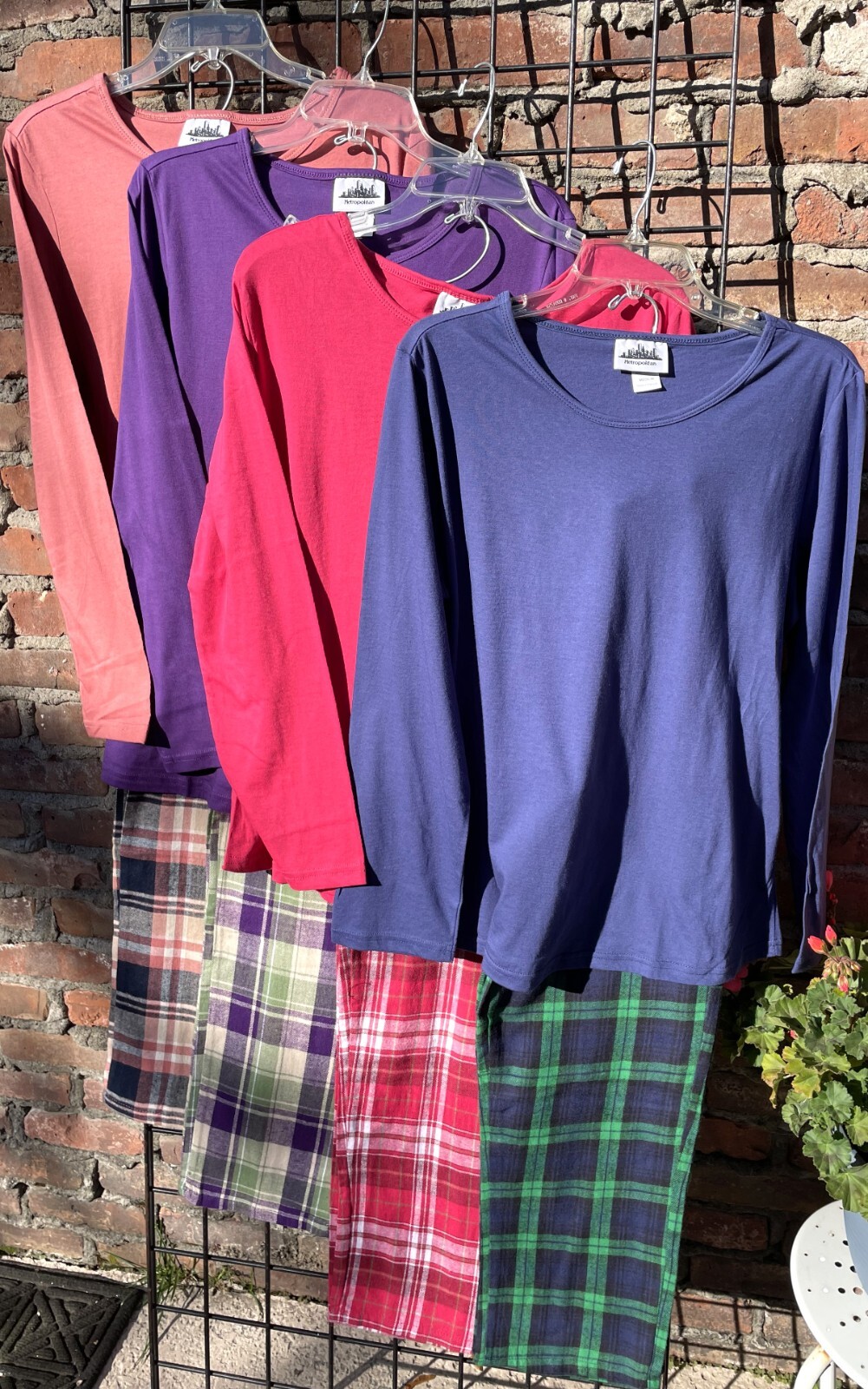 New Pajama Sets Solid Top Plaid Flannel Bottom 1X 2X 3X 4X