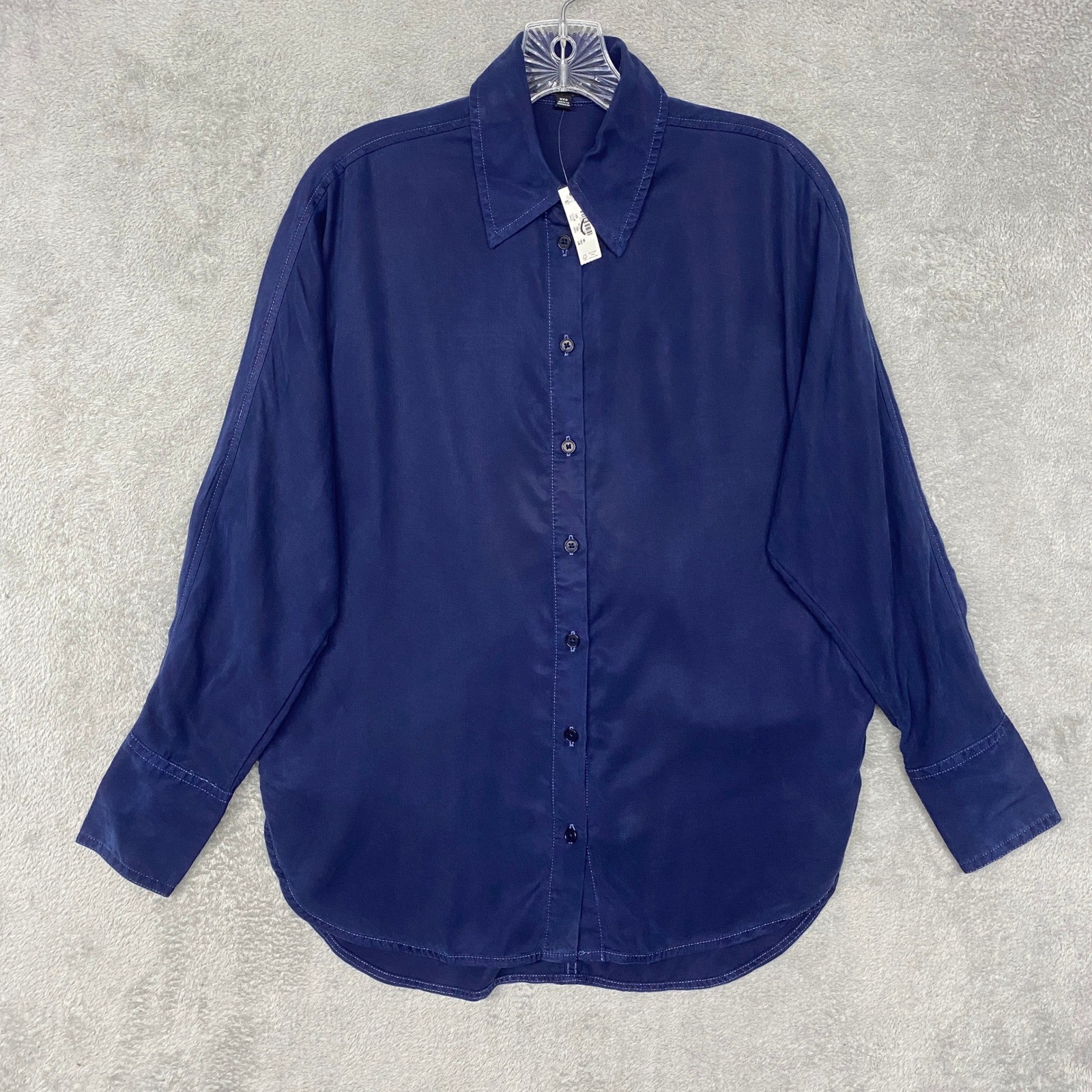 Madewell Top Womens XXS Blue Relaxed Fit Dolman Long Sleeve Button Tencel NT777