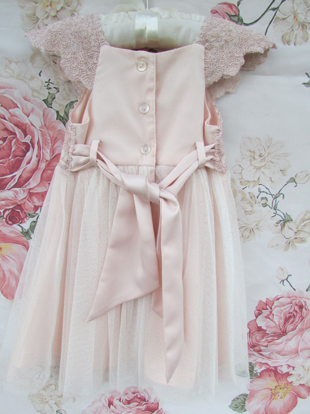 Pink Sparkle Estella Christening Party Occasion Dress 3-6 MONSOON £48 WORN ONCE