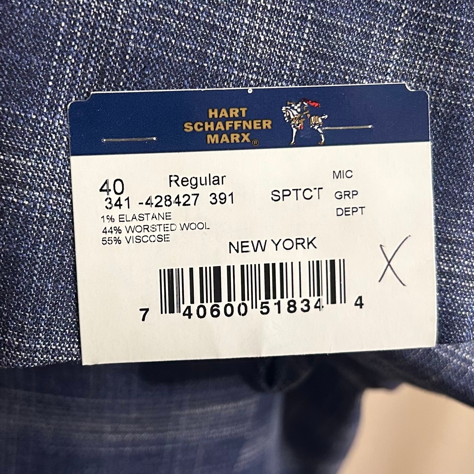 NEW Hart Schaffner Marx 40R Sport Coat Wool Blend Blue Plaid Two Button Vented