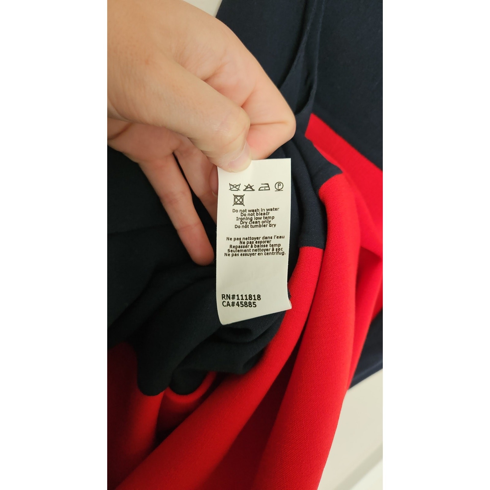 Michael Kors Italy Navy Red Colorblock Virgin Wool Tailored Sheath Dress Size 6