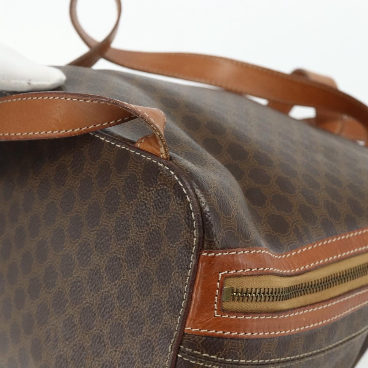 CELINE Macadam Canvas Backpack PVC Leather Brown Gold Auth 176902