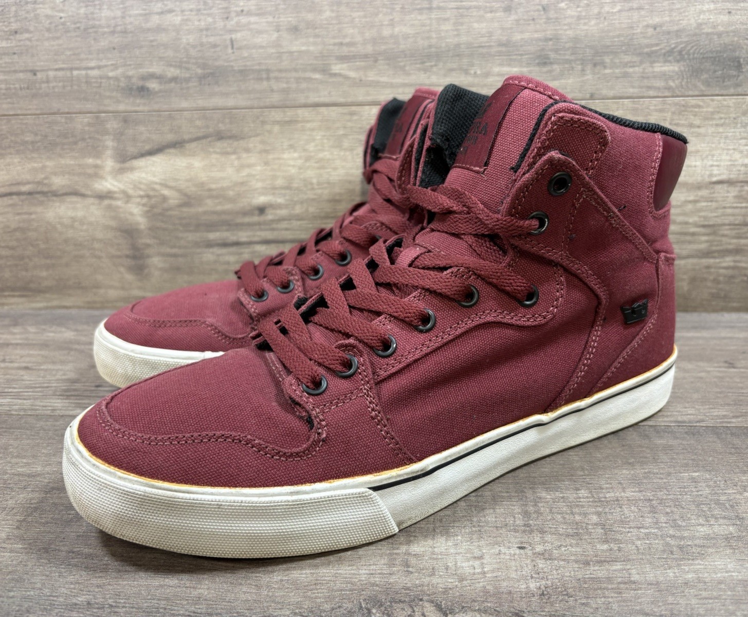 Supra Vaider Canvas Skate S28266 High Top Burgundy Mens Size 11.5 See Descr!