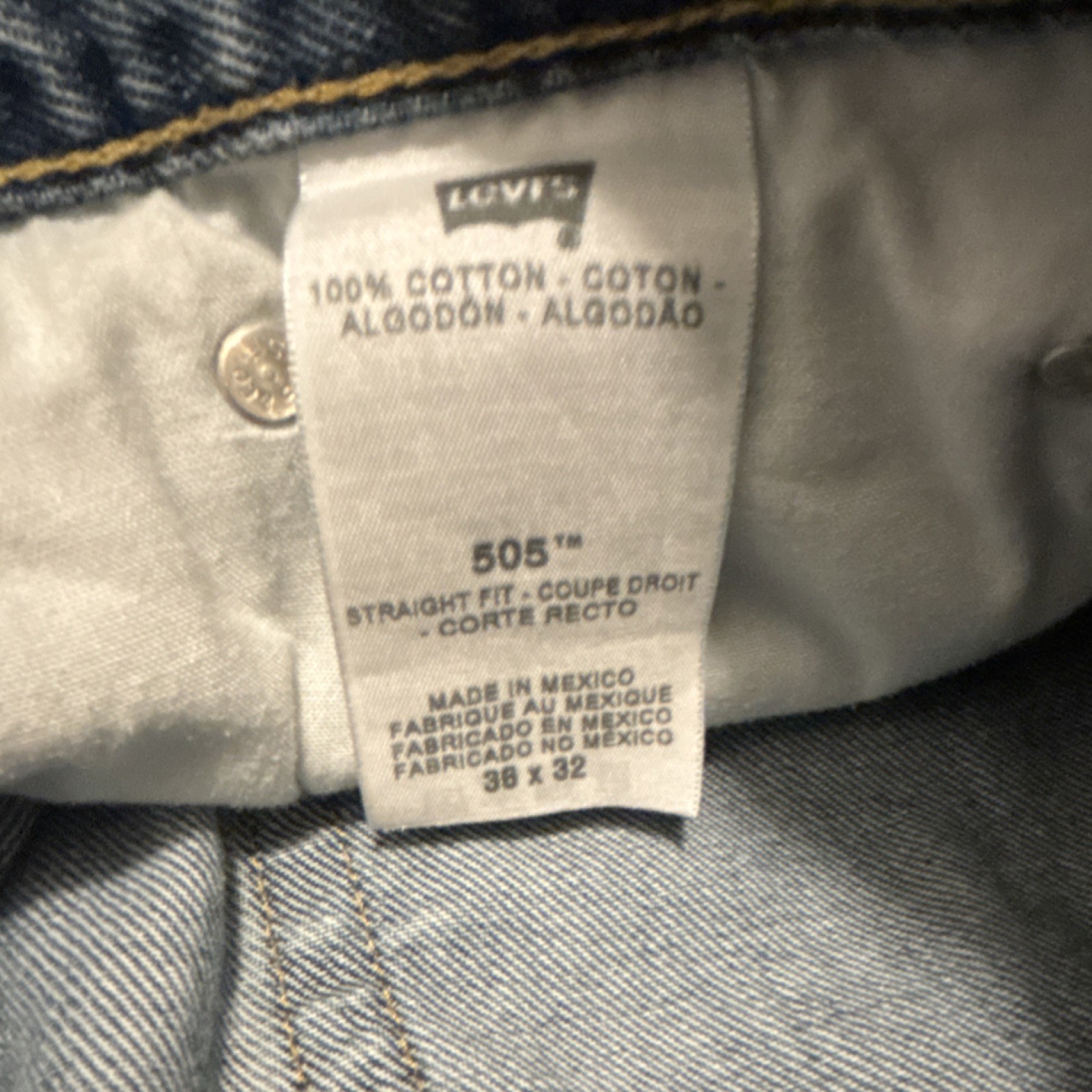 Levi’s Straight Fit Blue Denim Jeans Cotton Logo Button Zip 5-Pocket 500 Series