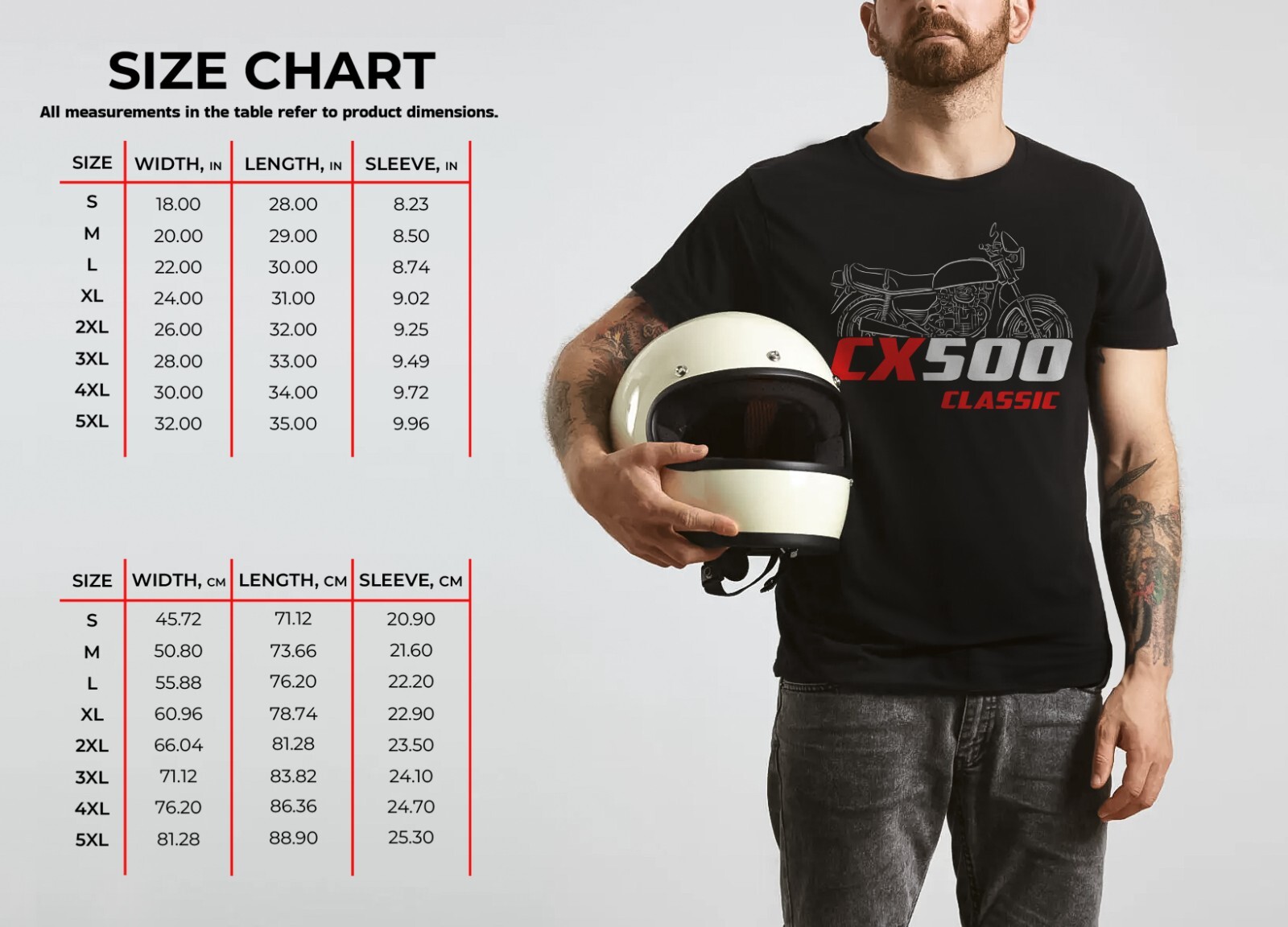 Honda CX 500 Classic &Turbo & Custom 1978-1983 – Motorcycle T-Shirt for Riders