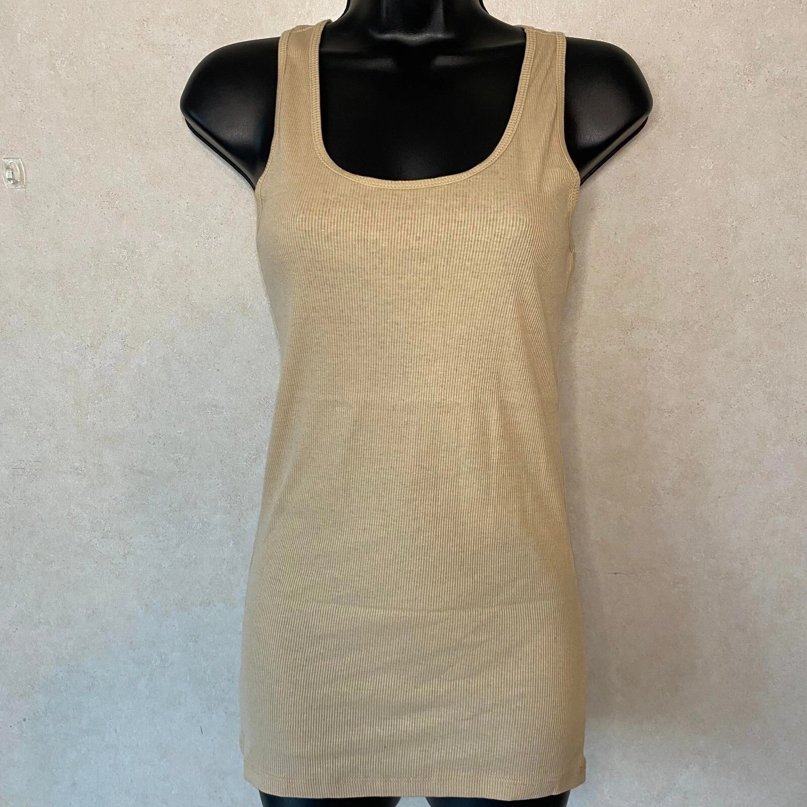 3x ACTIVE BASIC Scoop Neck Racerback Rib Tank Top Women Neon Army Green Brown M