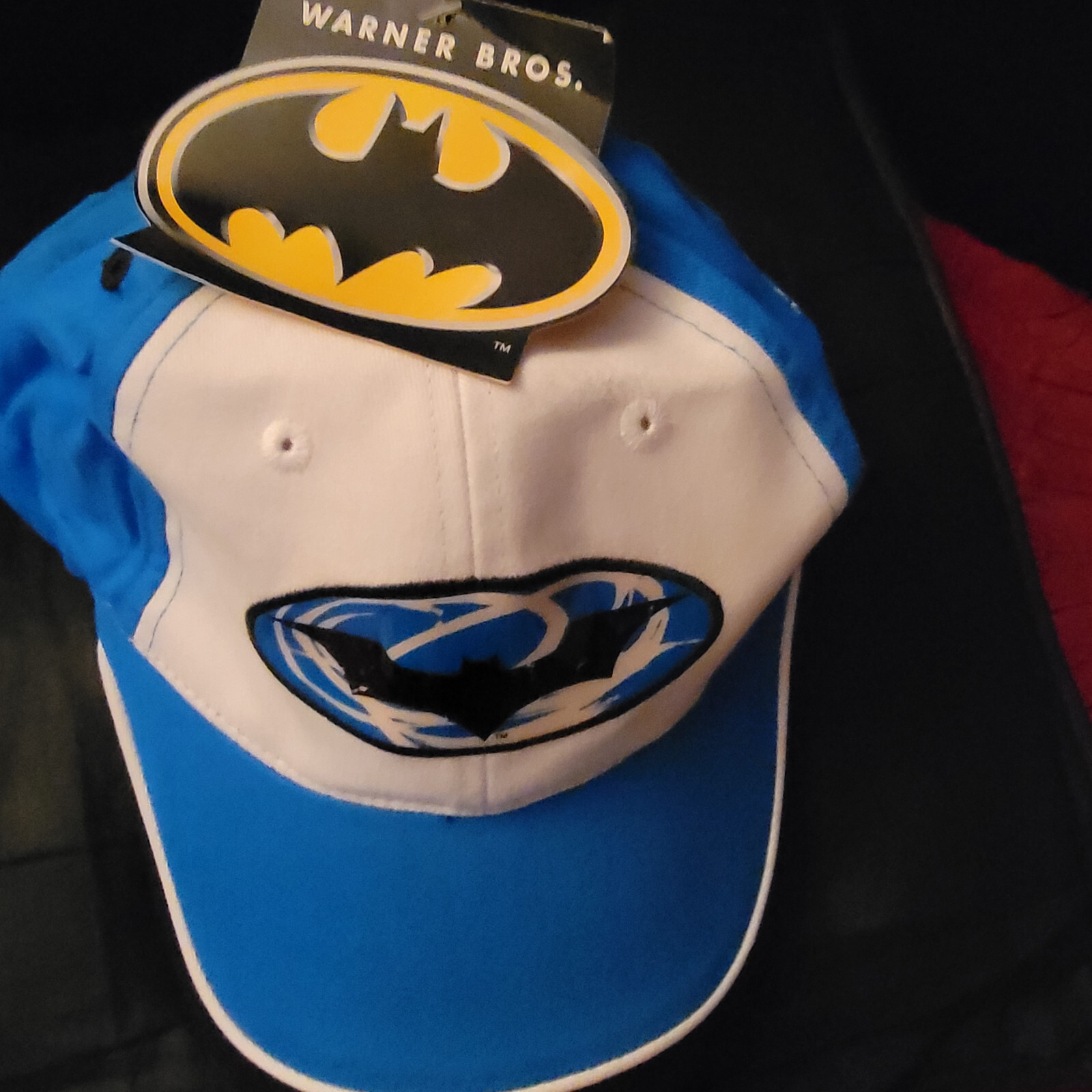 Batman Beyond RARE White and Blue Adjustable Hat Cap Baseball Golf Cap NEW