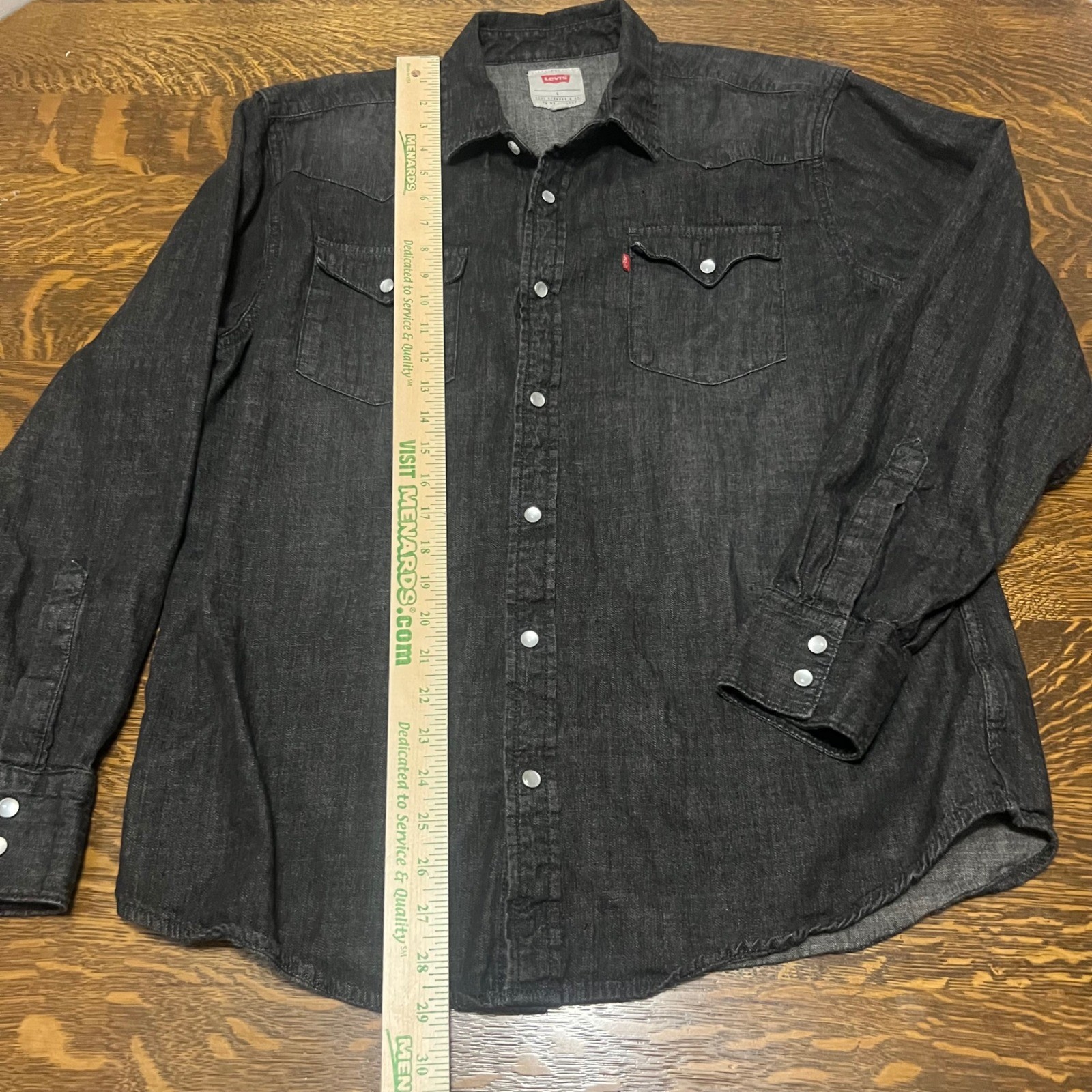 Levi’s Denim Shirt Mens Large Black Pearl Snap Western Long Sleeve 3LYLW2262
