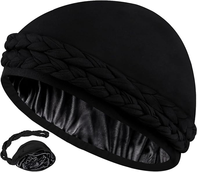 Ababalaya Satin Lined Turban for Women Mens Halo Turban Silky Lined Durag for…