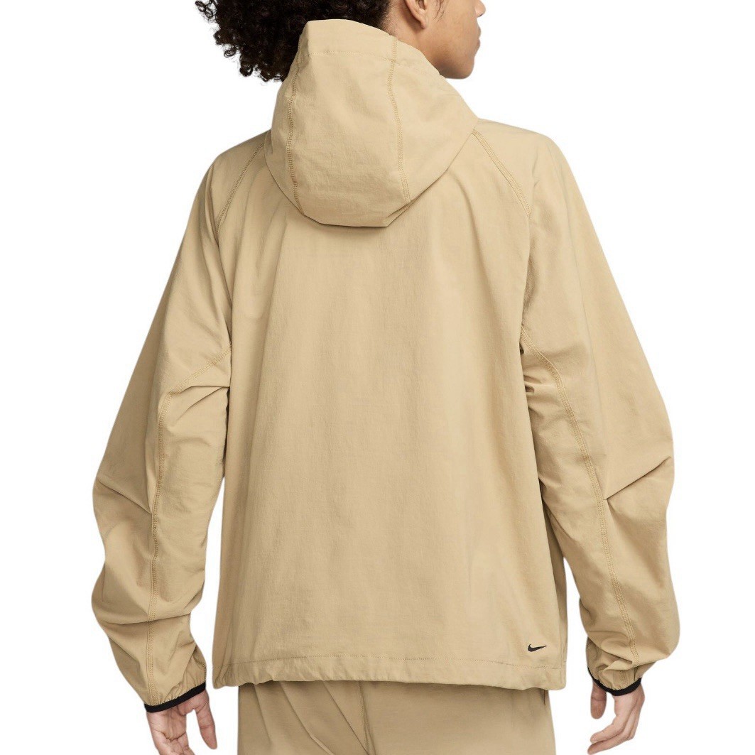 Nike Tech Woven Jacket Large Mens Parachute Beige Black Full Zip Hoodie $130