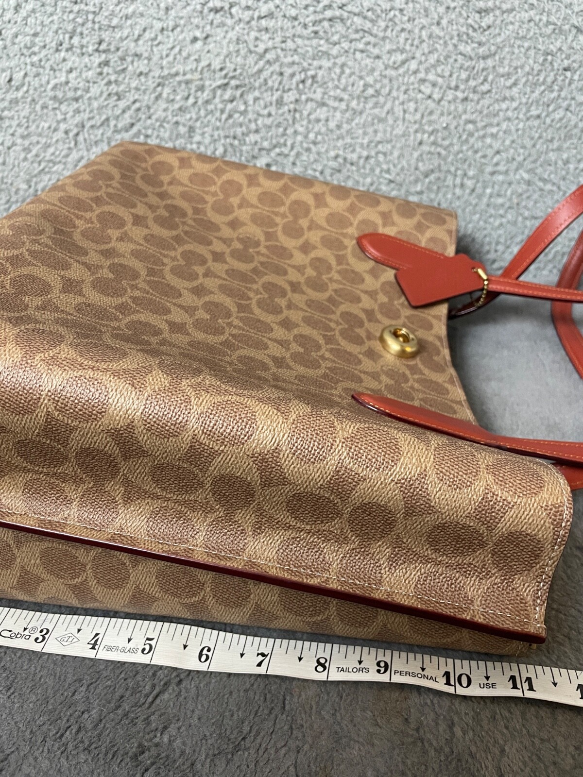 Coach Signature Willow Tote Womens Tan Rust Handbag Logo Roomy Fits Laptop