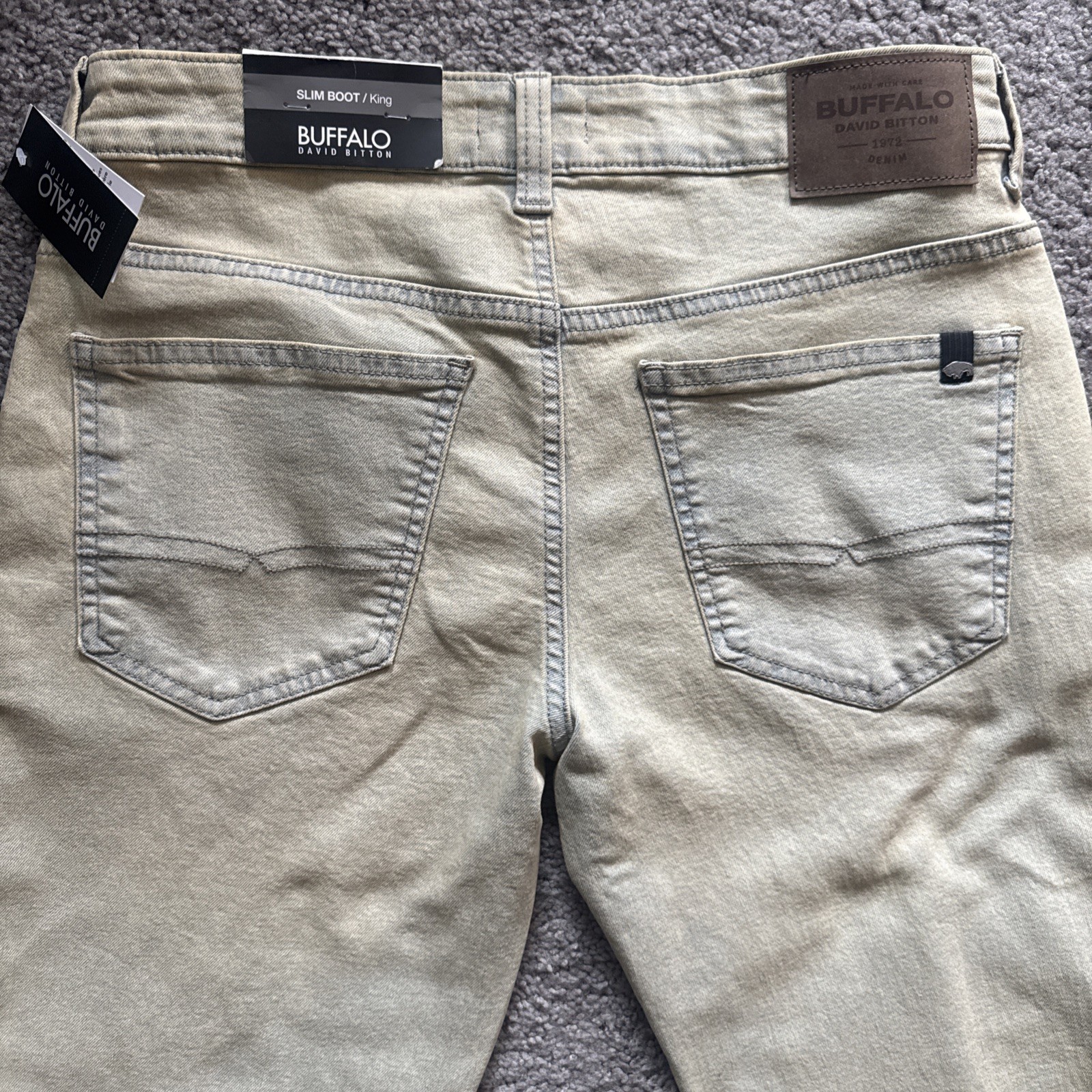NEW Buffalo David Bitton King Slim Boot Jeans Mens 30×30 Sand Wash NWT Stretch