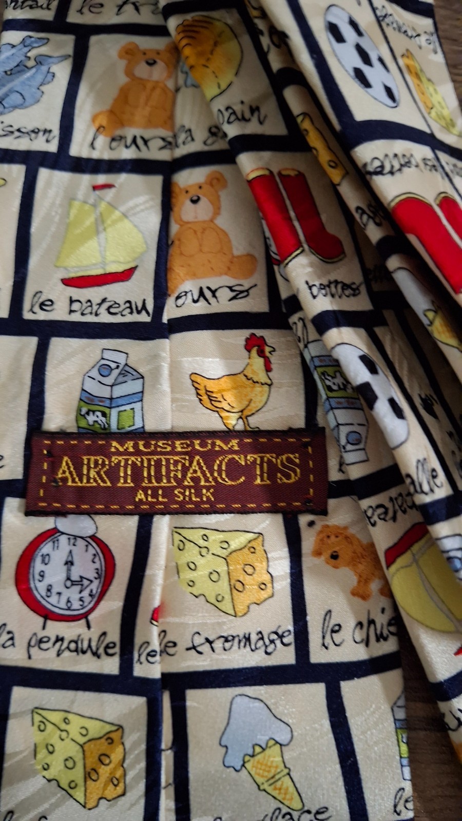 New Museum Artifacts Silk Mens Necktie French Vocabulary School Teacher