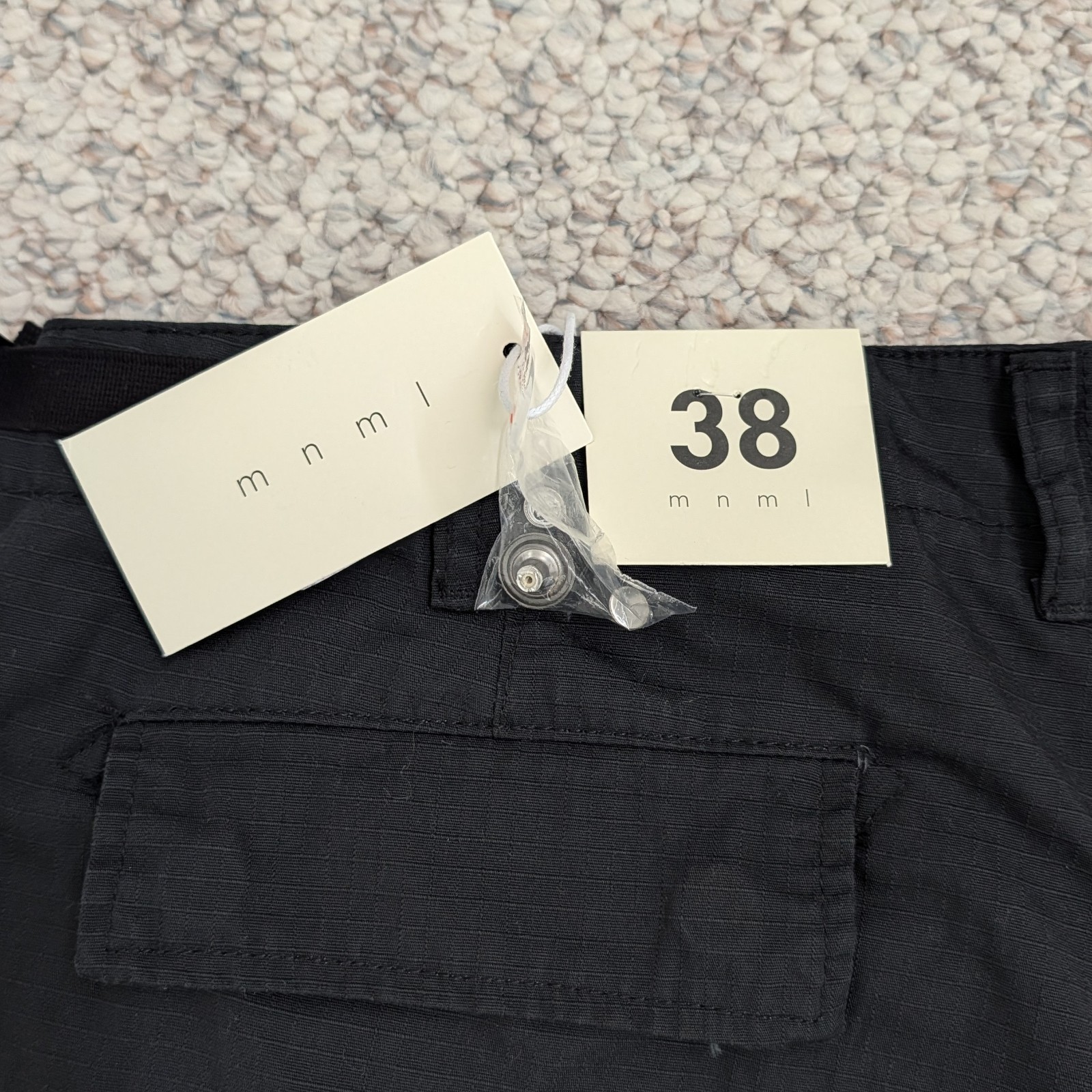 NWT Mnml Pants Men 38×33 Black Cargo Ultra Baggy Vintage Ripstop Skater