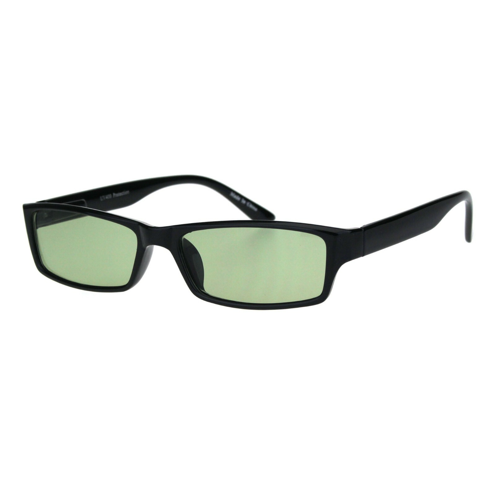 Black Rectangular Frame Sunglasses Color Lens Small Size Spring Hinge UV400
