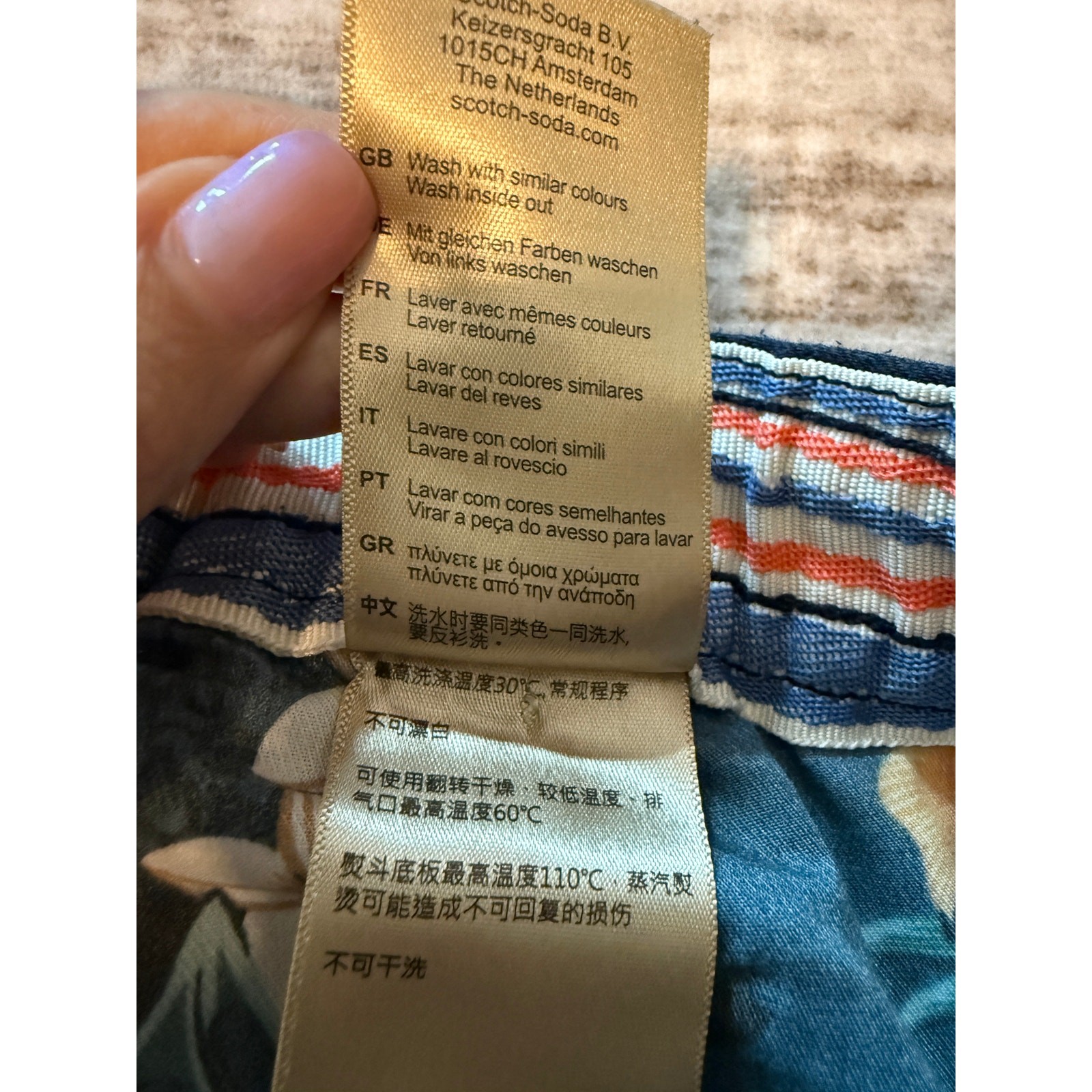Scotch & Soda Blue Fave Linen Blend Elastic Waist Drawstring Shorts Men’s 38