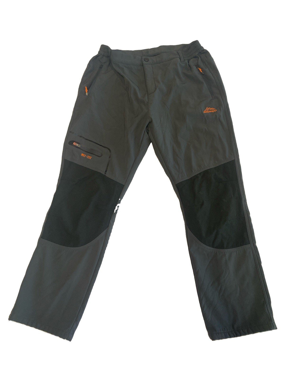 OutdoorSport Men’s Gray Softshell Hiking Pants Fleece Lined Water Resistant Warm