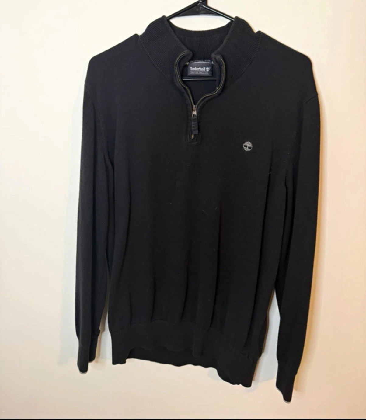 Timberland Men’s Black Half-Zip Mock Neck Sweater