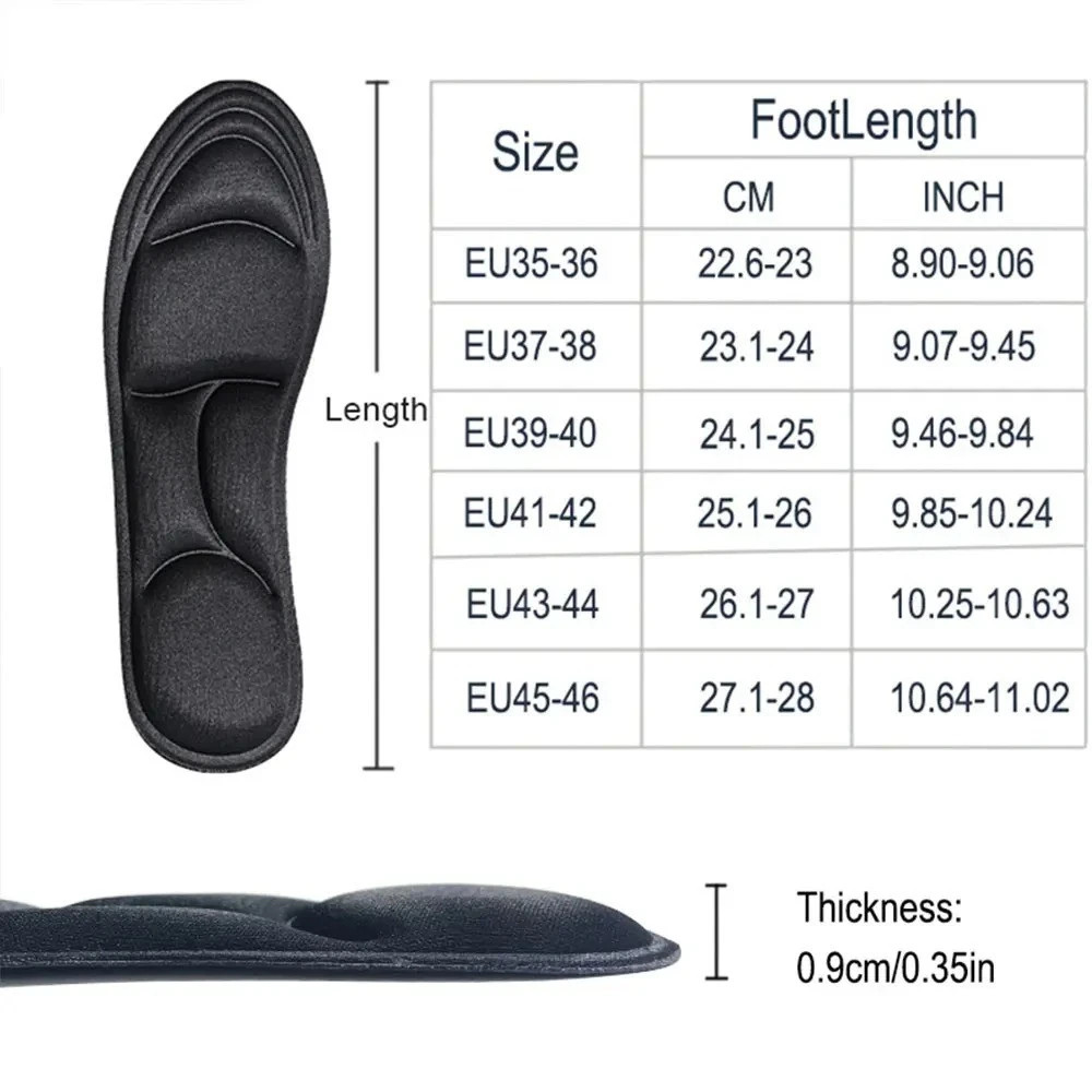 8PCS 5D Memory Foam Insoles Arch Support Cushion Shoe Inserts Men Women Comfort