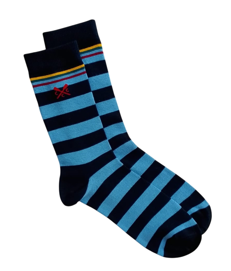 CREW CLOTHING | Mens Navy Blue Luxury Stripe Socks | One Size UK 6-11 EU 40-46