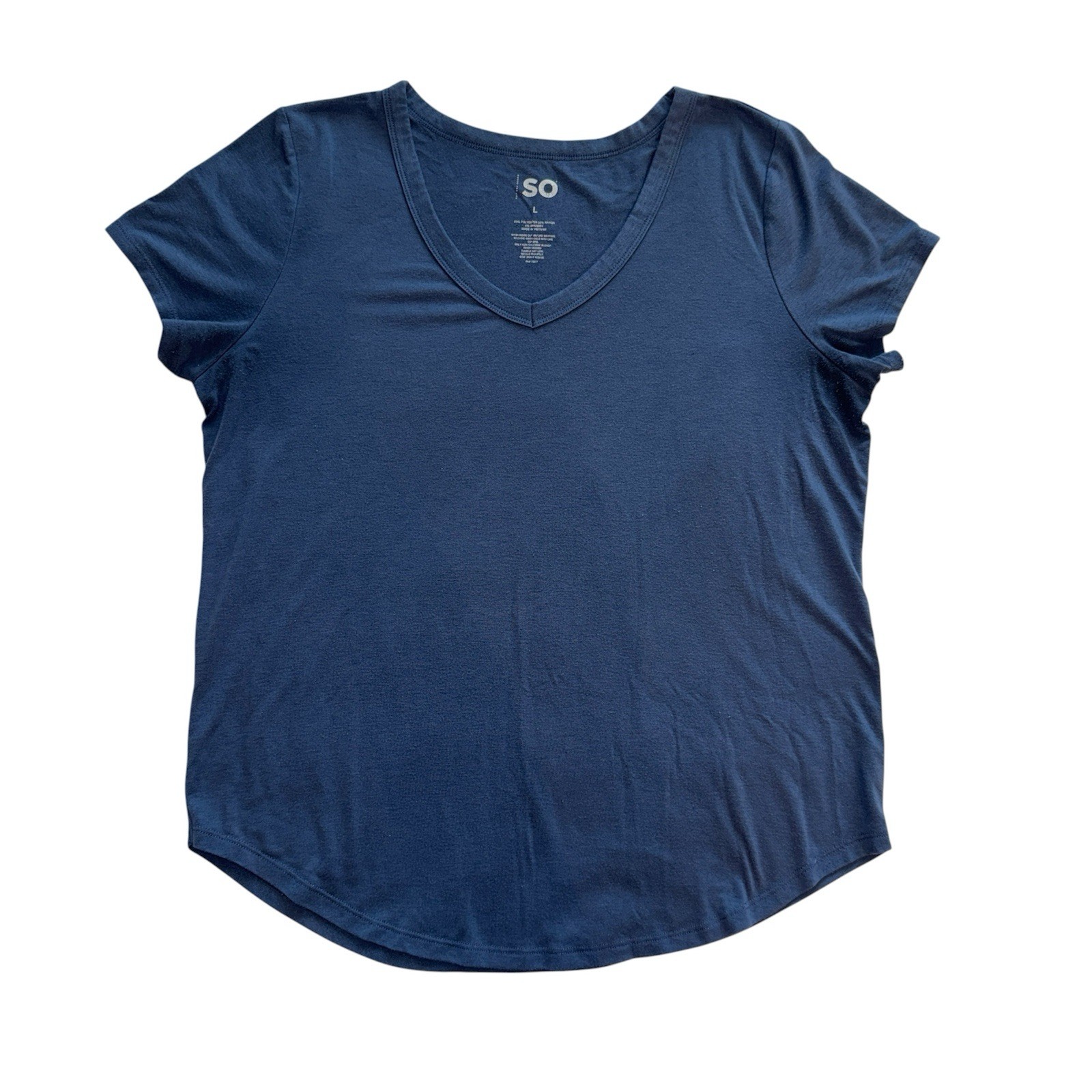 Light Navy Blue Short Sleeve V-Neck T-Shirt | Size Large