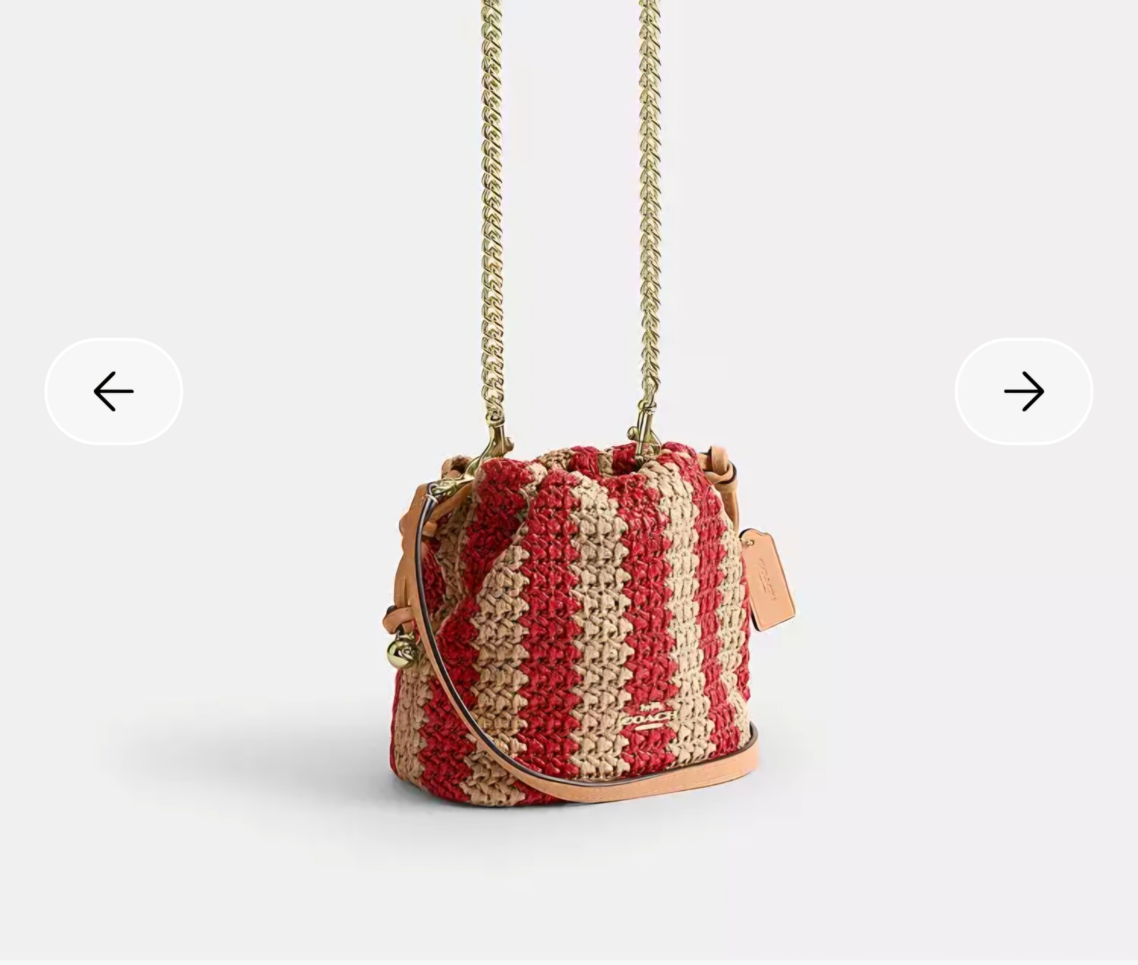 Coach Outlet Faye Mini Drawstring Bag – Stripe CEN17 IMZ1Y Red/Tan NWT