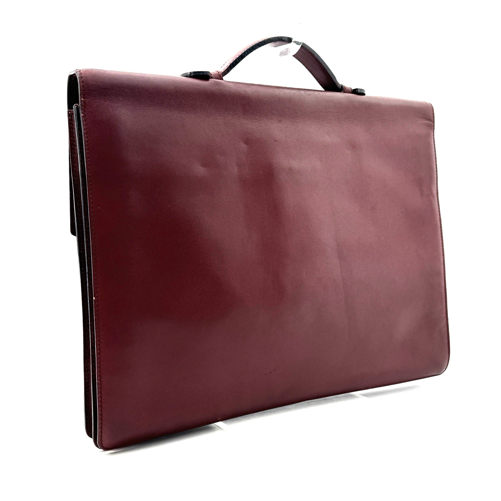 Cartier Briefcase Business Bag Leather Bordeaux Red Authentic