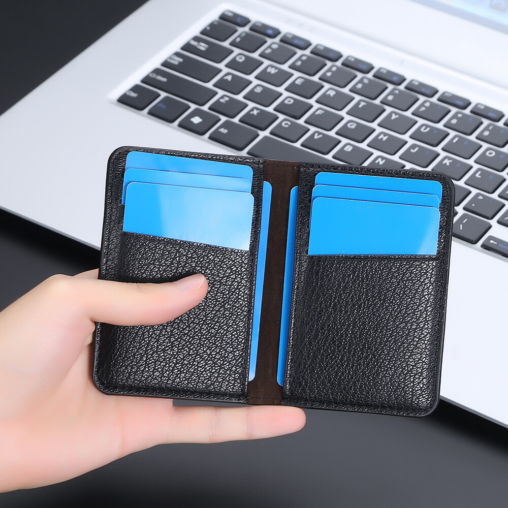 RFID Mens Slim Front Pocket Wallet PU Leather Bifold ID/Credit Card Holder